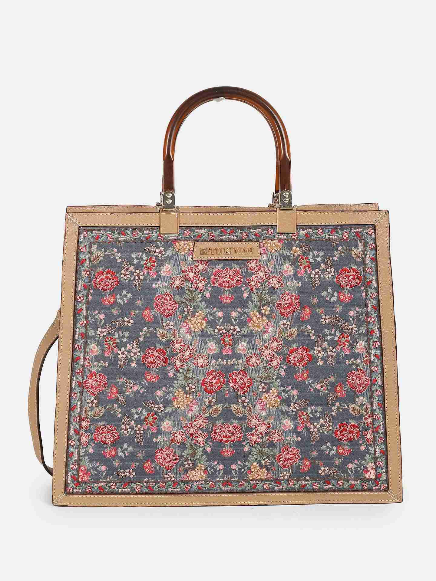 Blue Flemish Cotton Hand-Held Bag