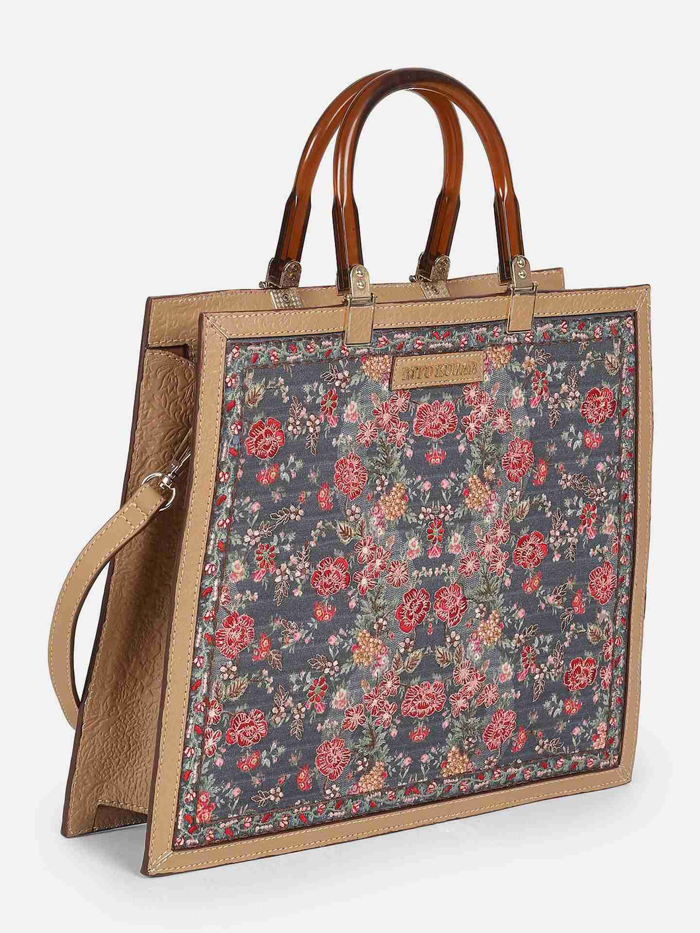 Blue Flemish Cotton Hand-Held Bag