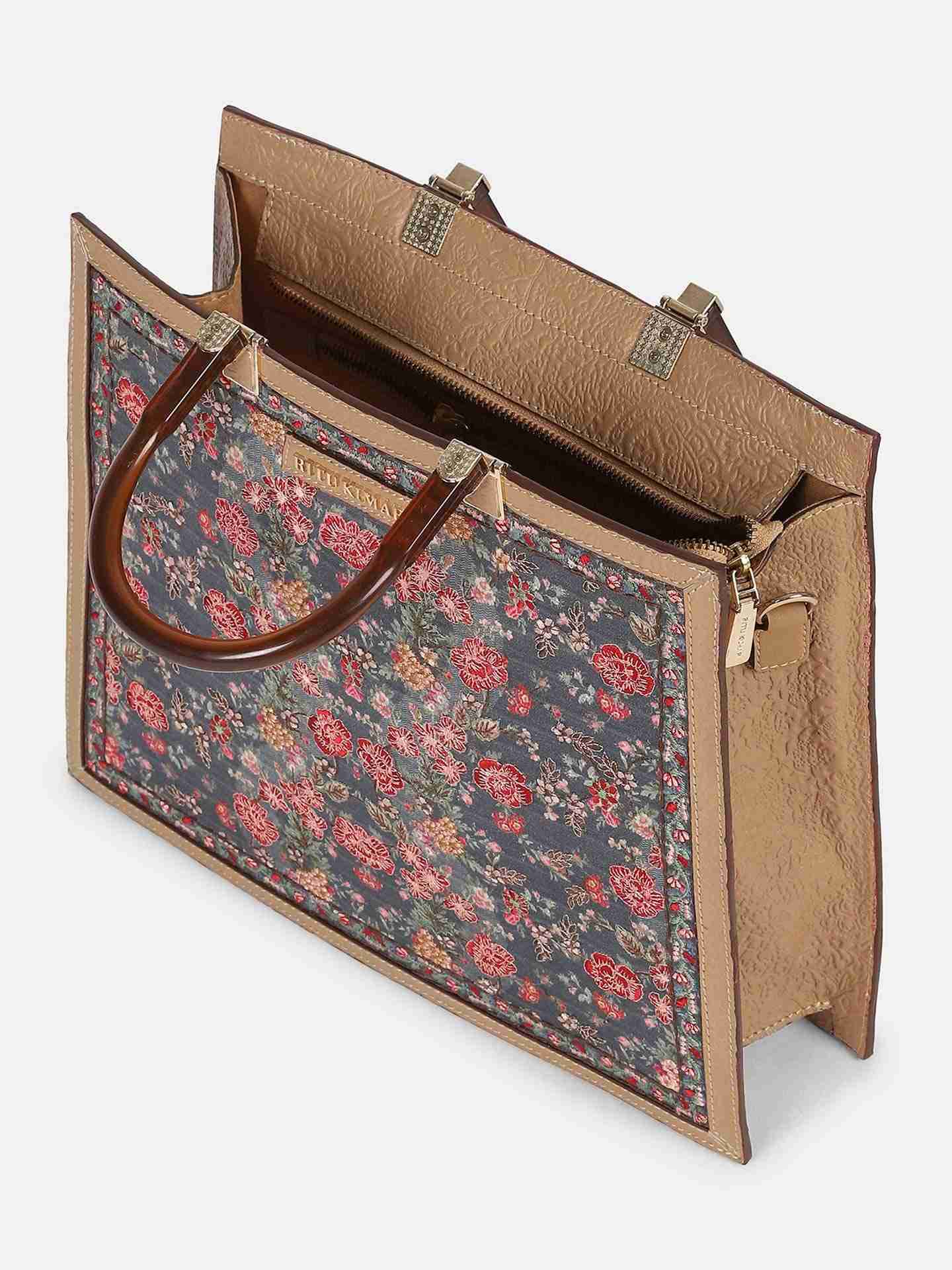 Blue Flemish Cotton Hand-Held Bag