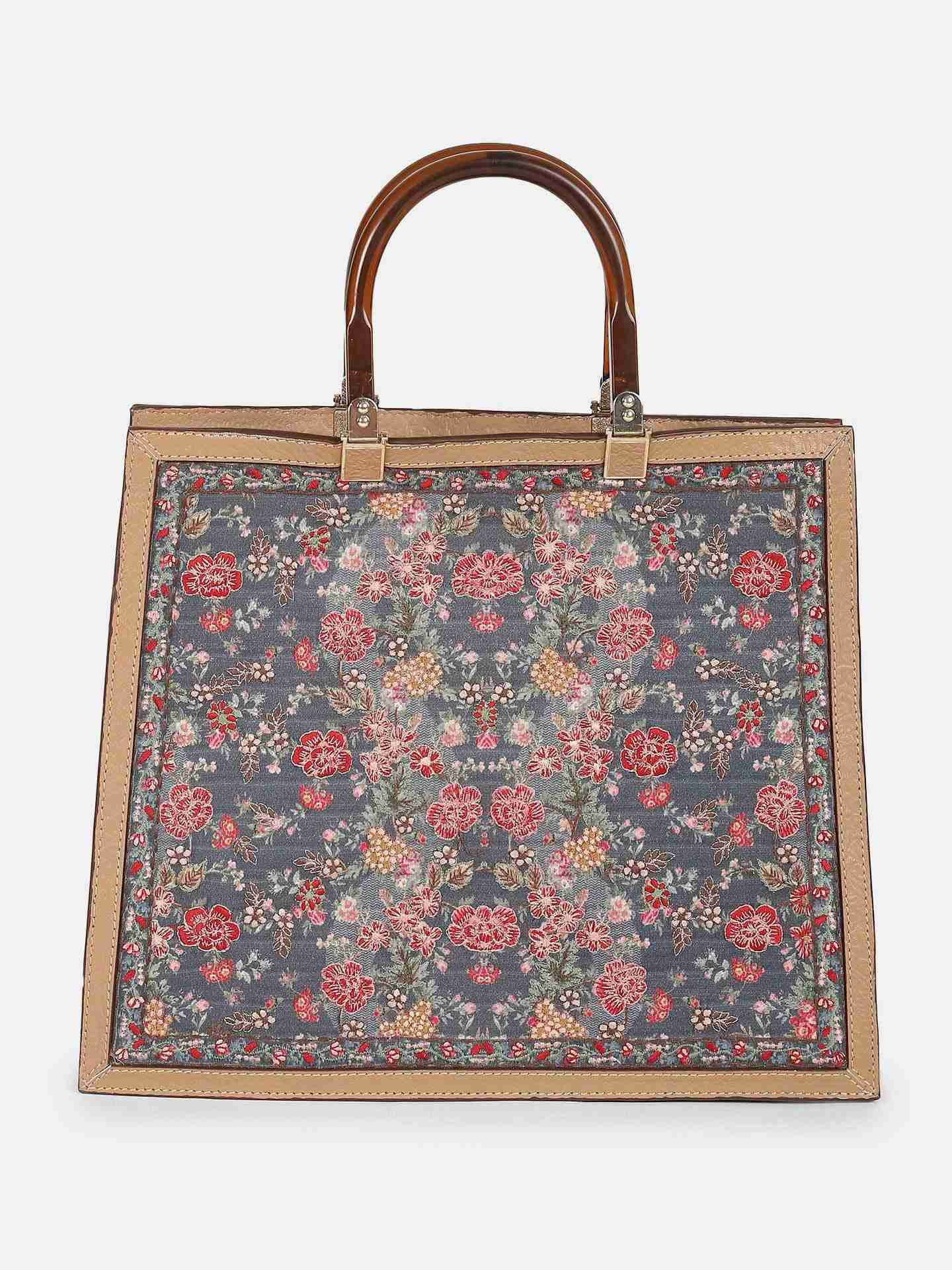 Blue Flemish Cotton Hand-Held Bag