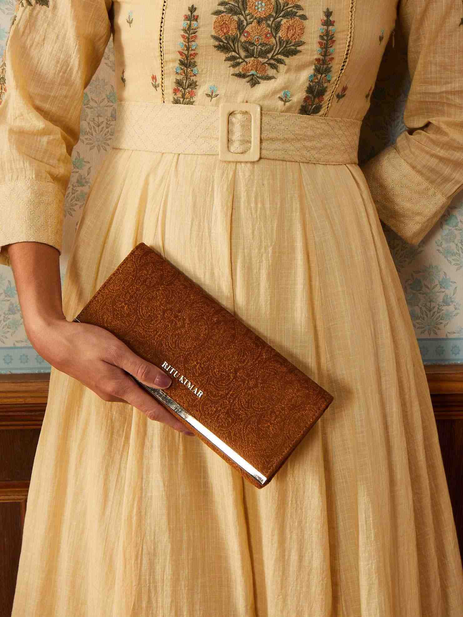 Brown Mocha Suede Rectangle Clutch