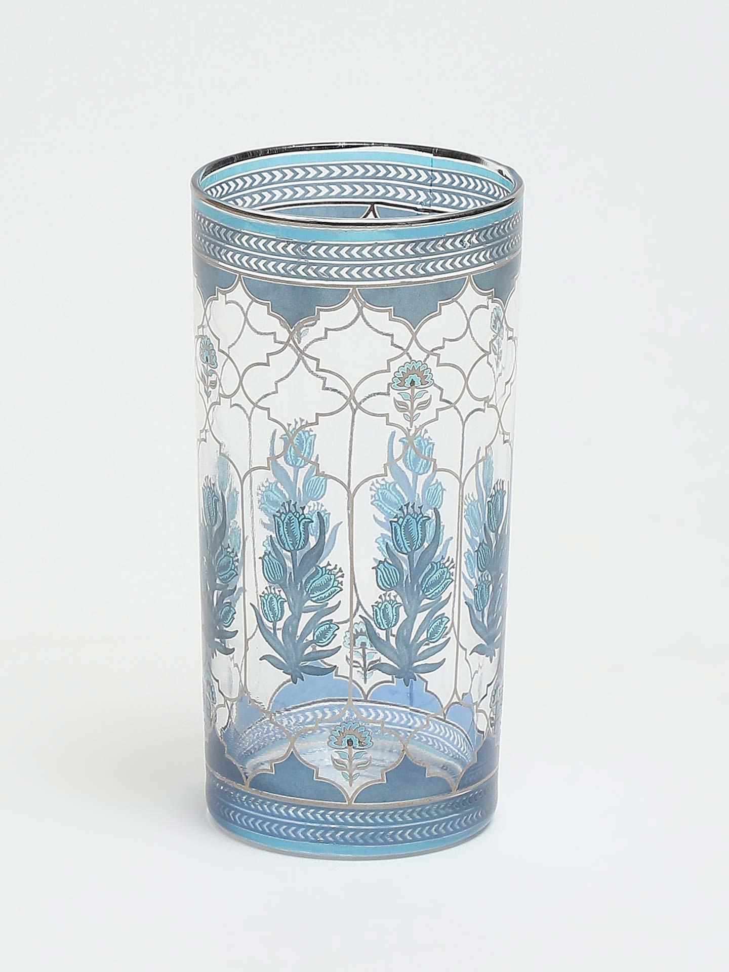 Blue Jalmahal Glass Set (Set Of 4)