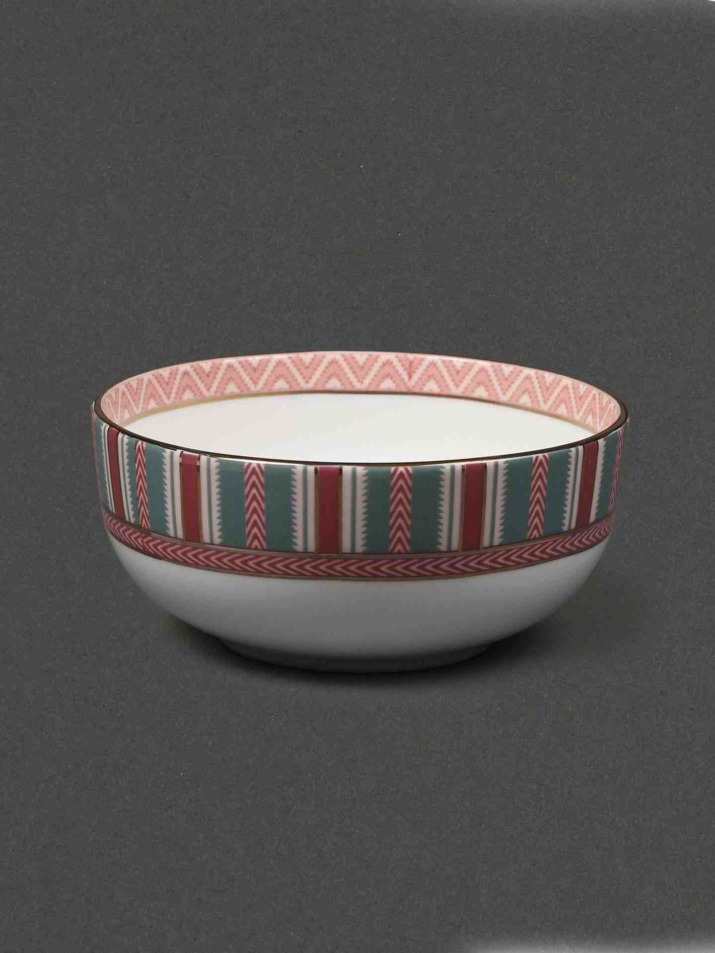 Ecru & Red Flora Glass Set (Set Of 4)