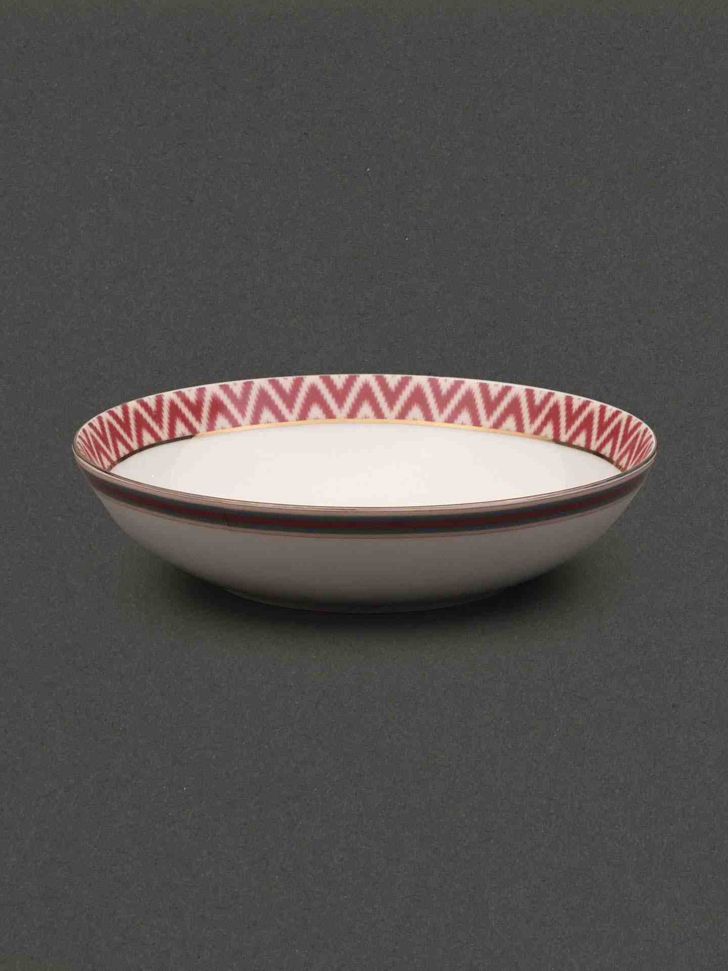 Ecru & Red Flora Glass Set (Set Of 4)