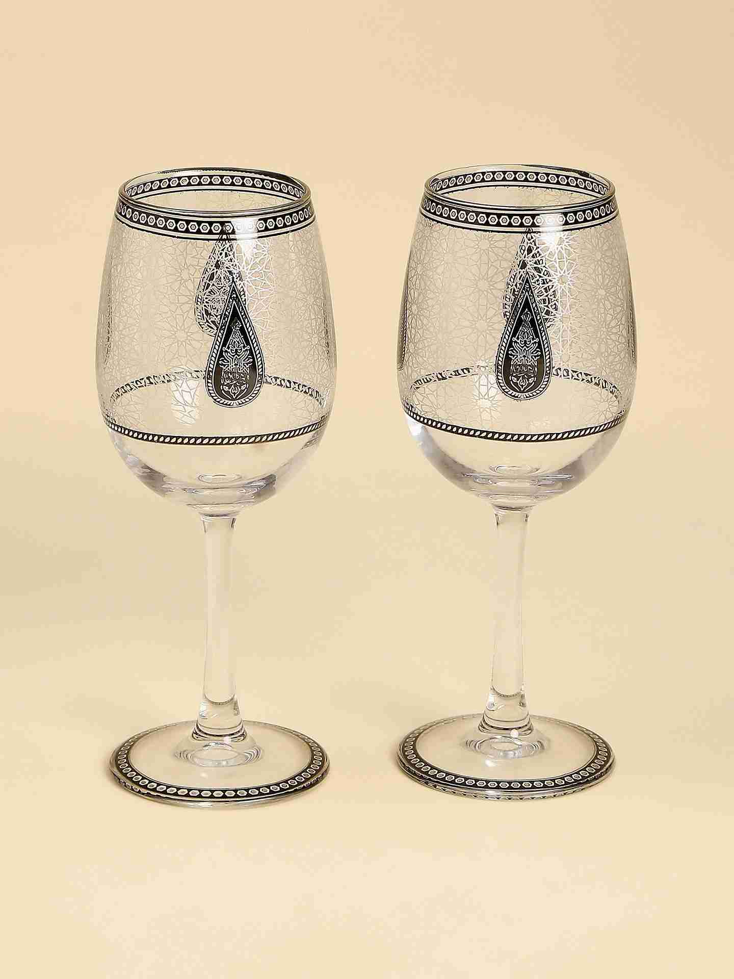 Black White Awadh Goblet Glass