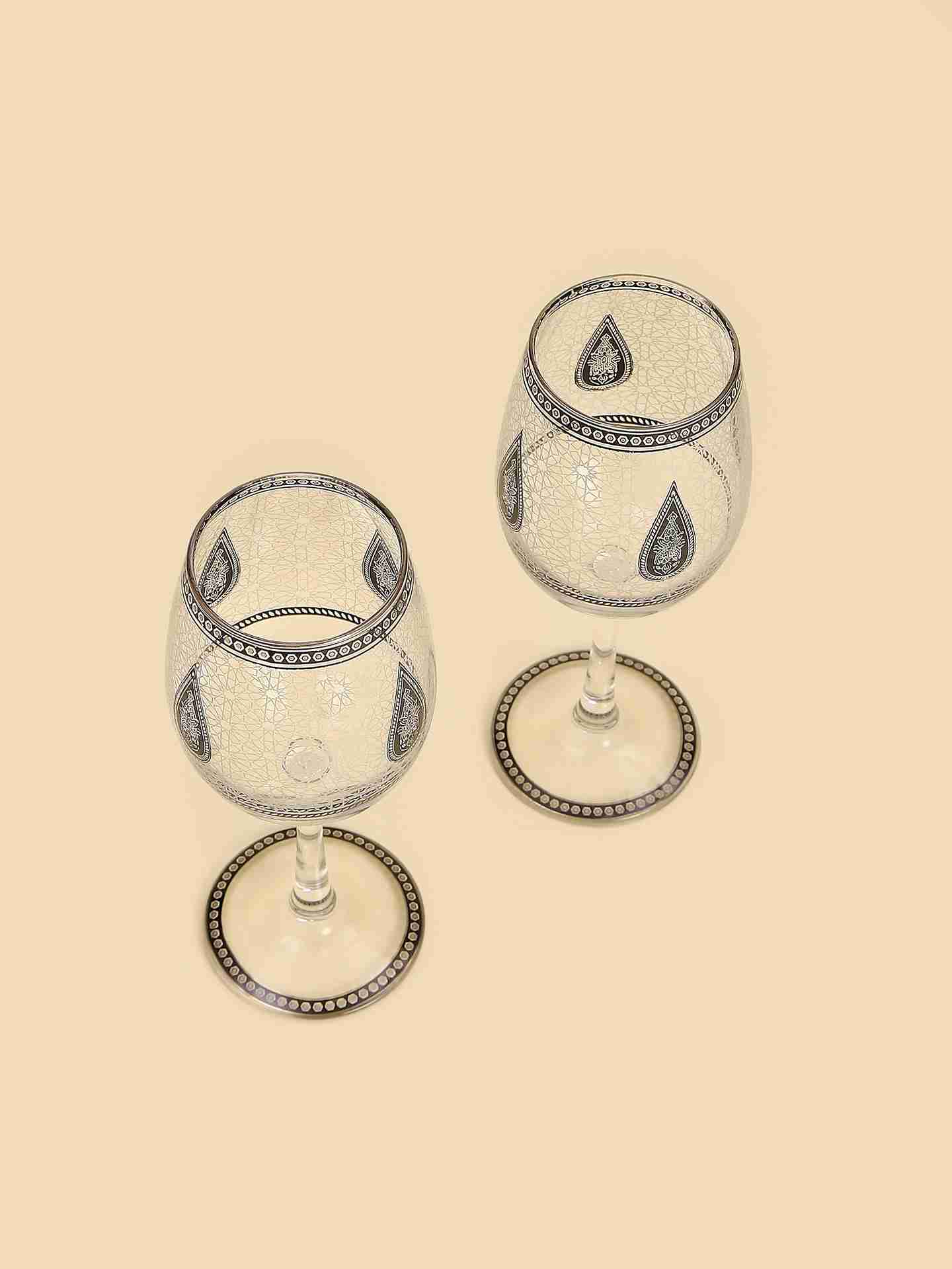 Black White Awadh Goblet Glass