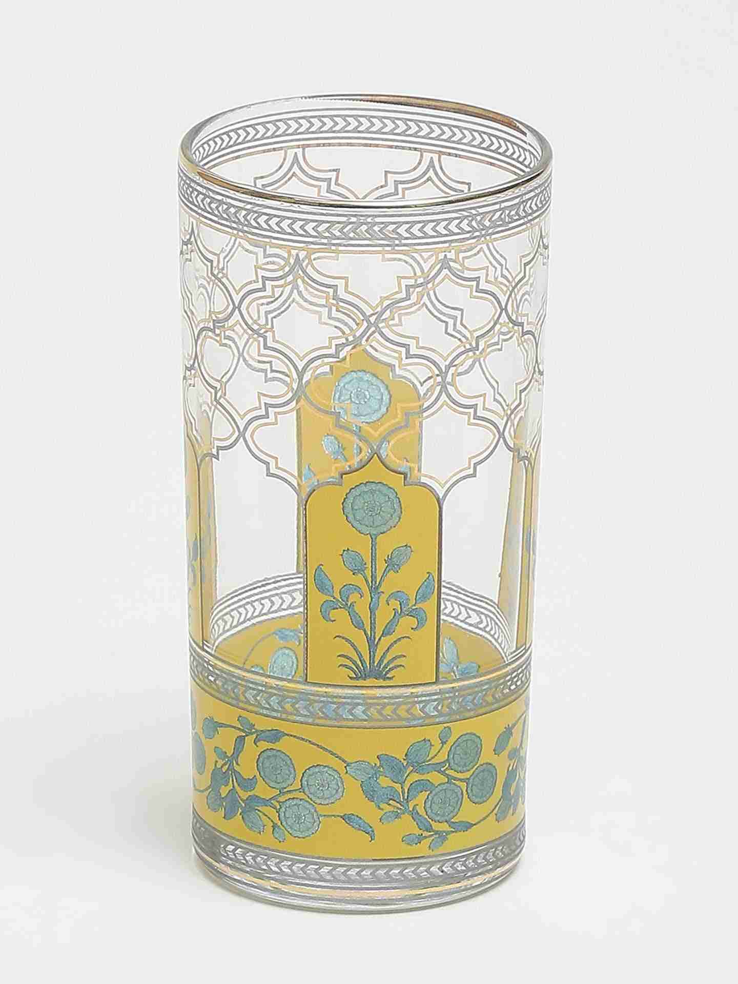 Yellow Jalmahal Glass Set (Set Of 4)