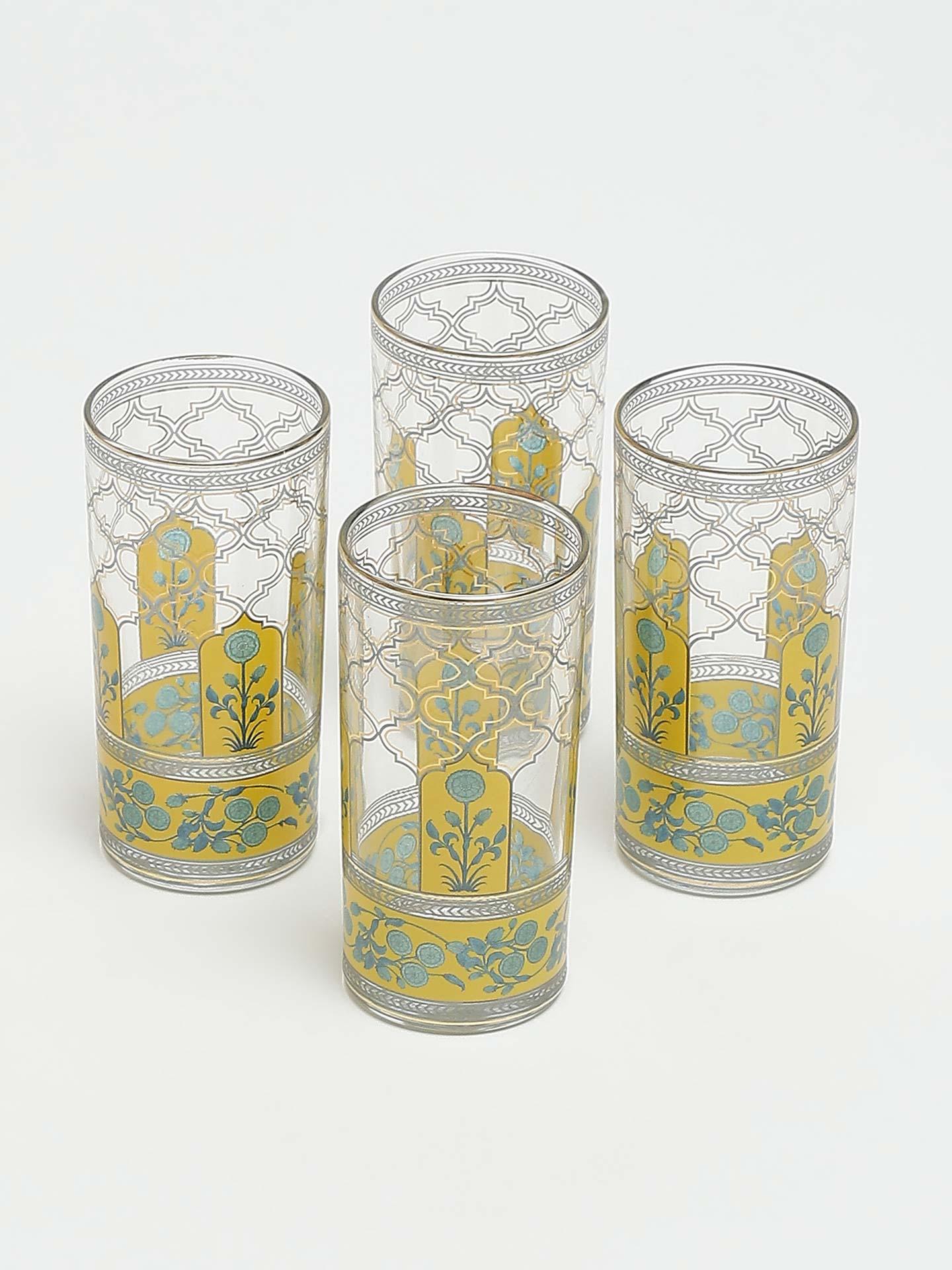 Yellow Jalmahal Glass Set (Set Of 4)