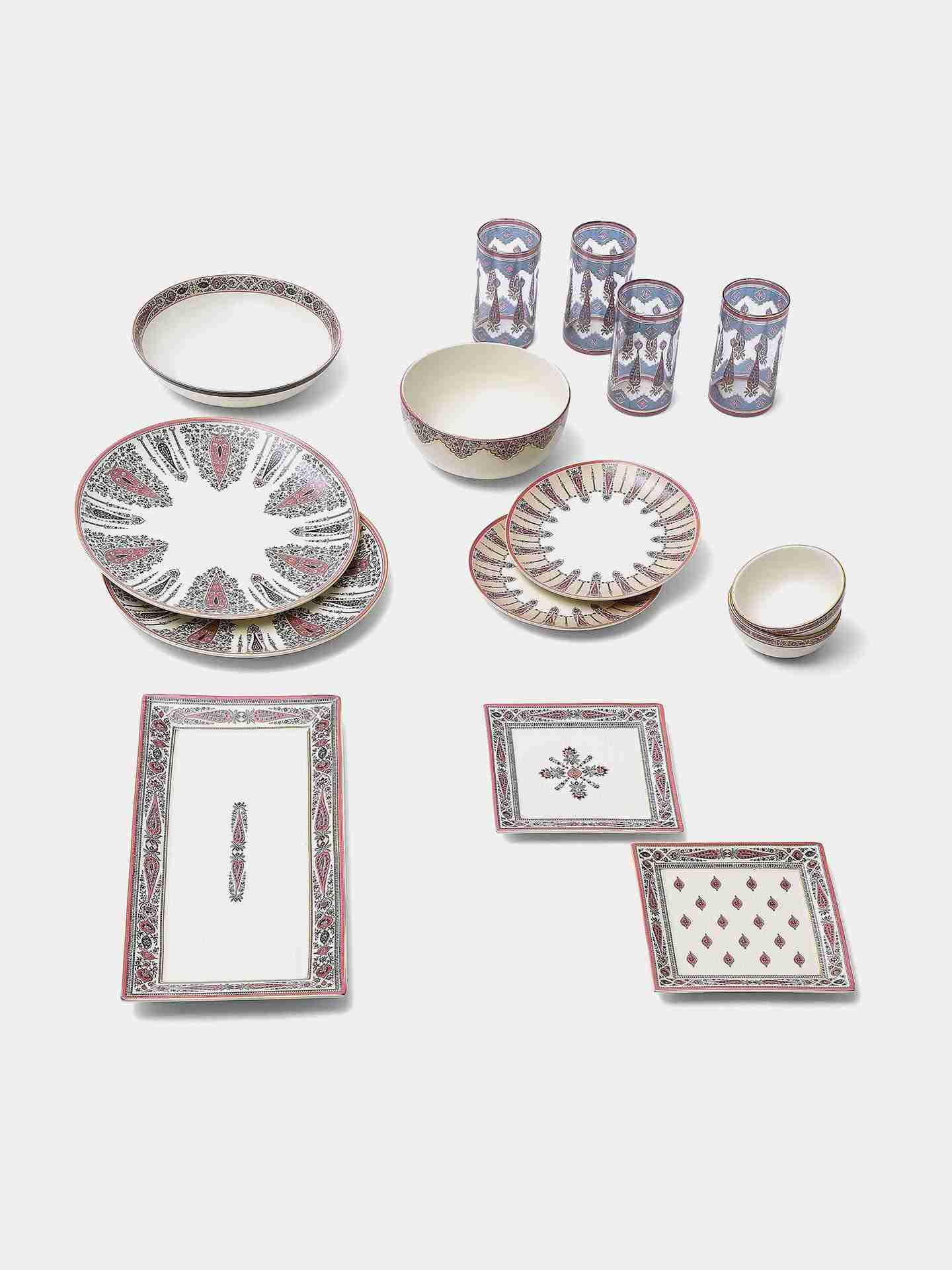 Beige & Pink  Minar Glass Set (Set Of 4)