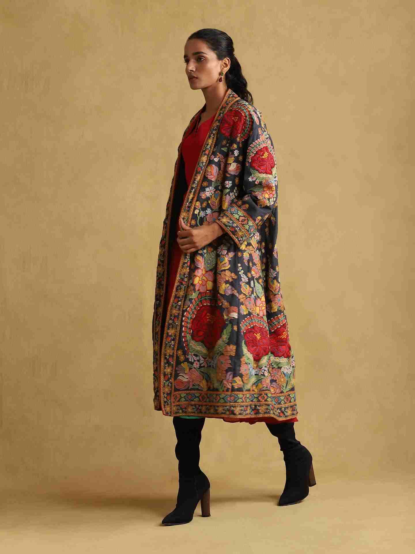 Black Freeda Flower Cotton Shrug