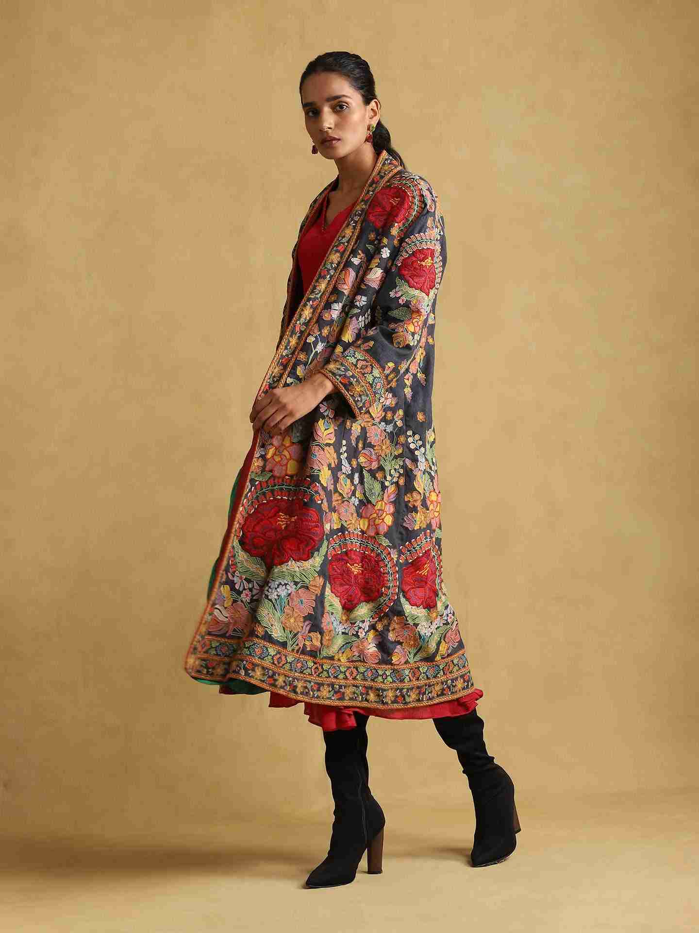 Black Freeda Flower Cotton Shrug