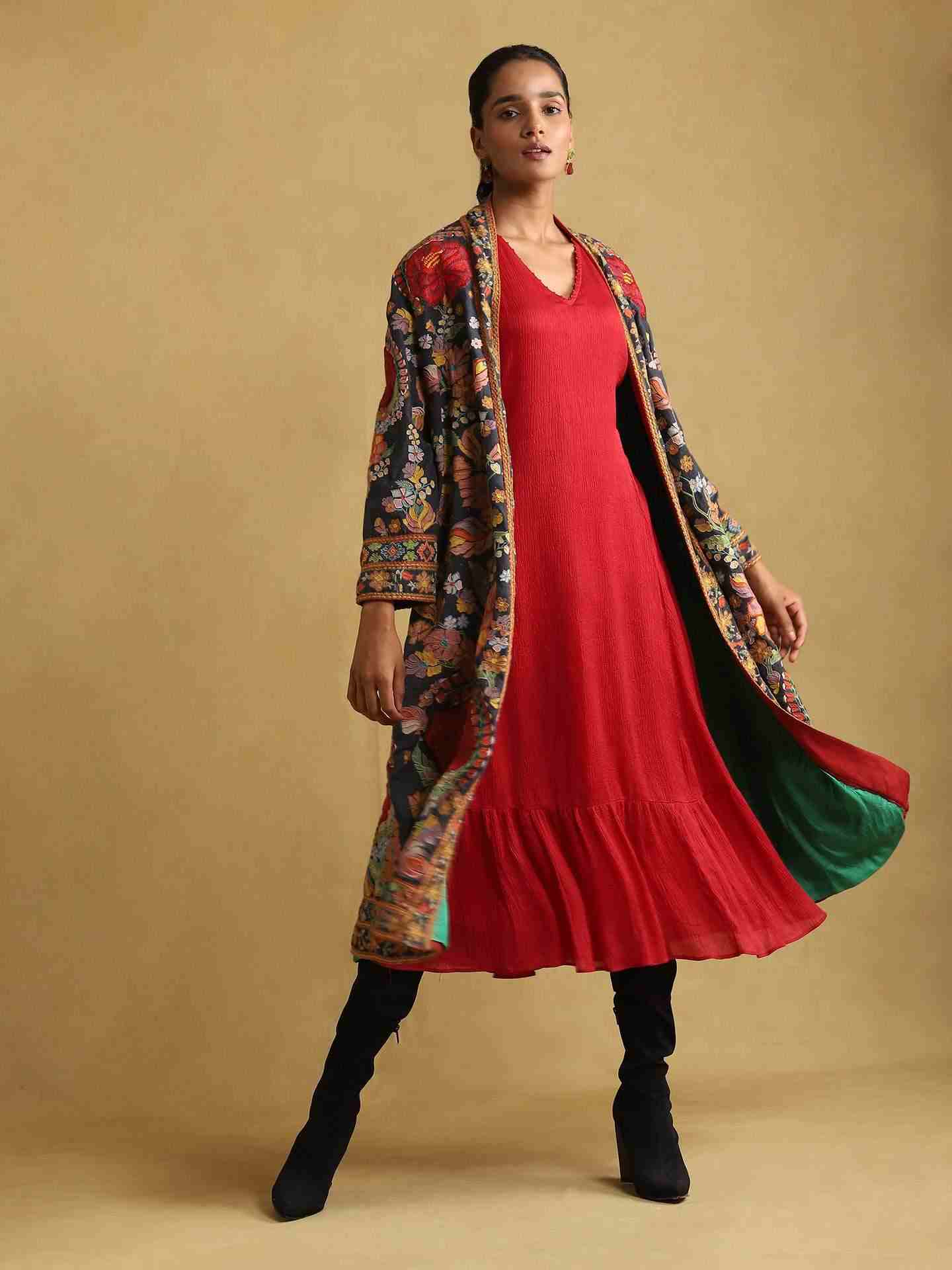 Black Freeda Flower Cotton Shrug