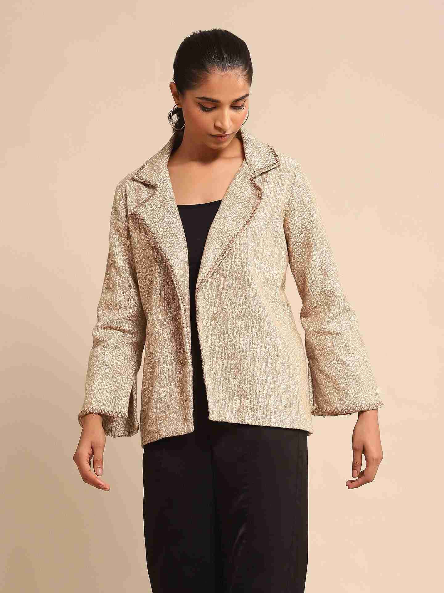 Beige Urban Elysian Cotton Structured Jacket