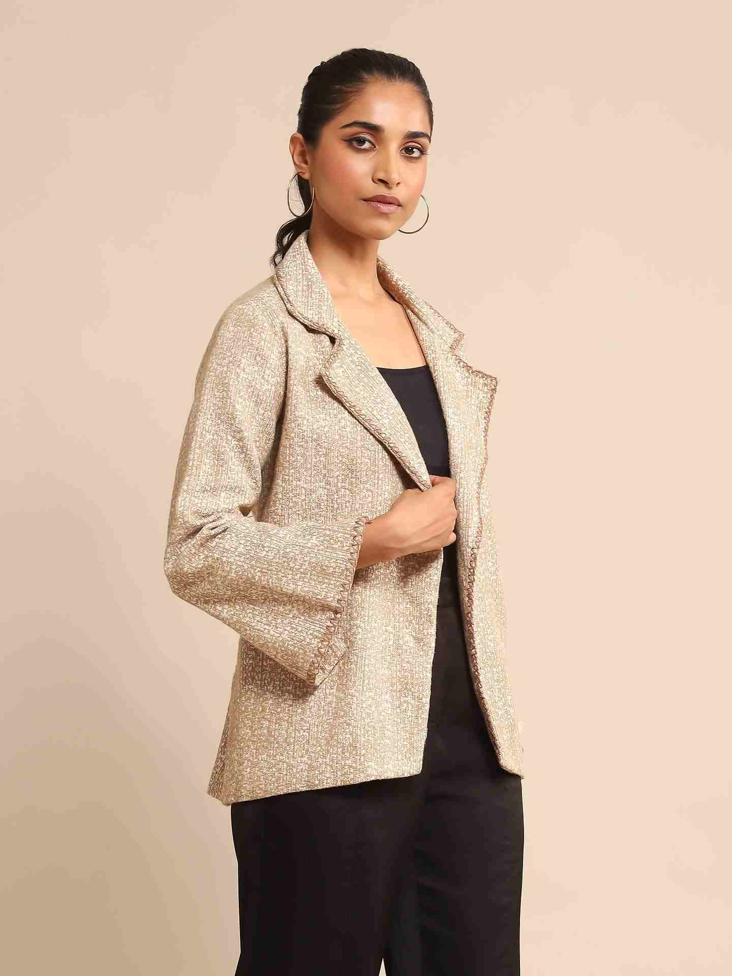 Beige Urban Elysian Cotton Structured Jacket