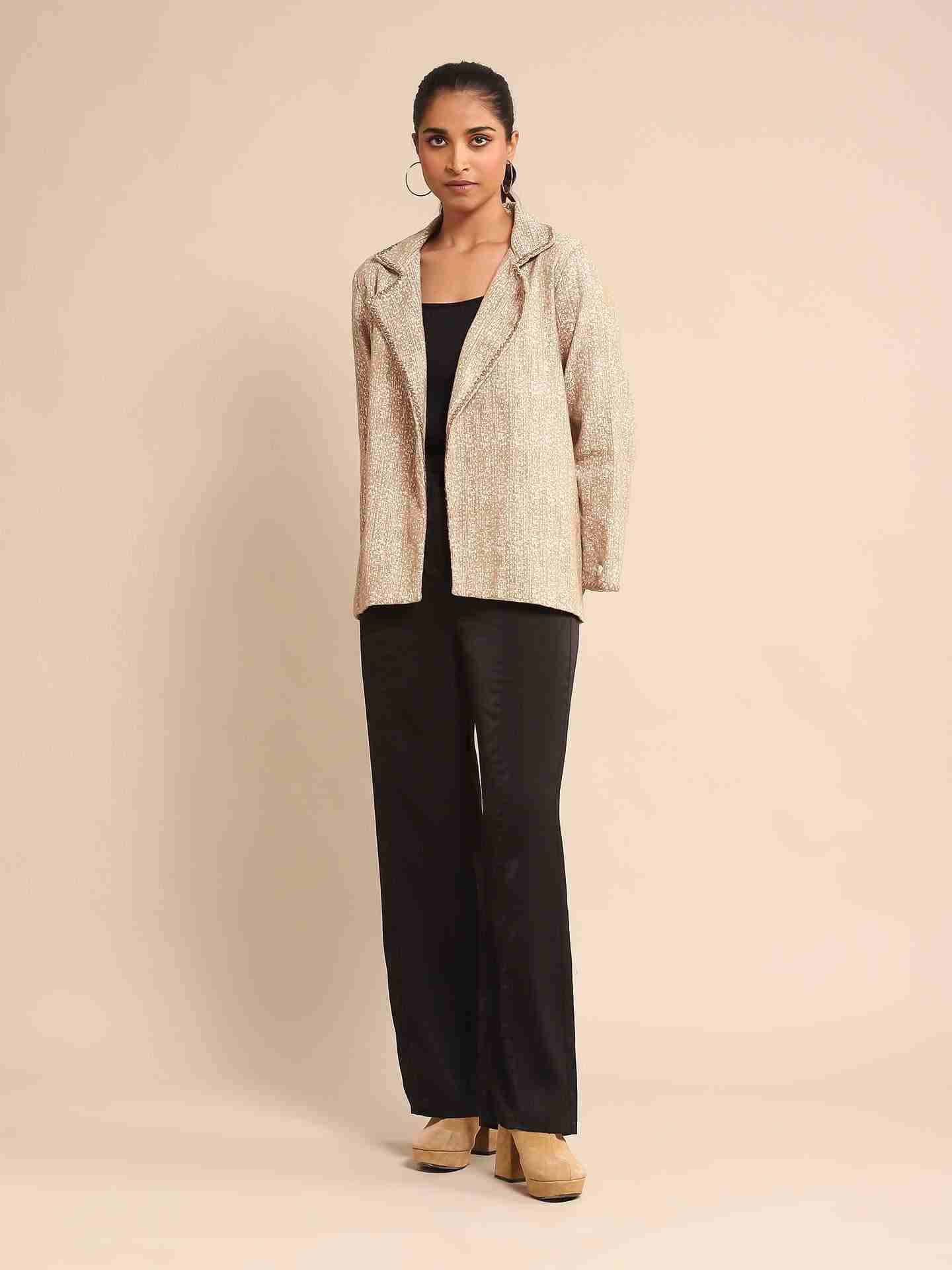 Beige Urban Elysian Cotton Structured Jacket