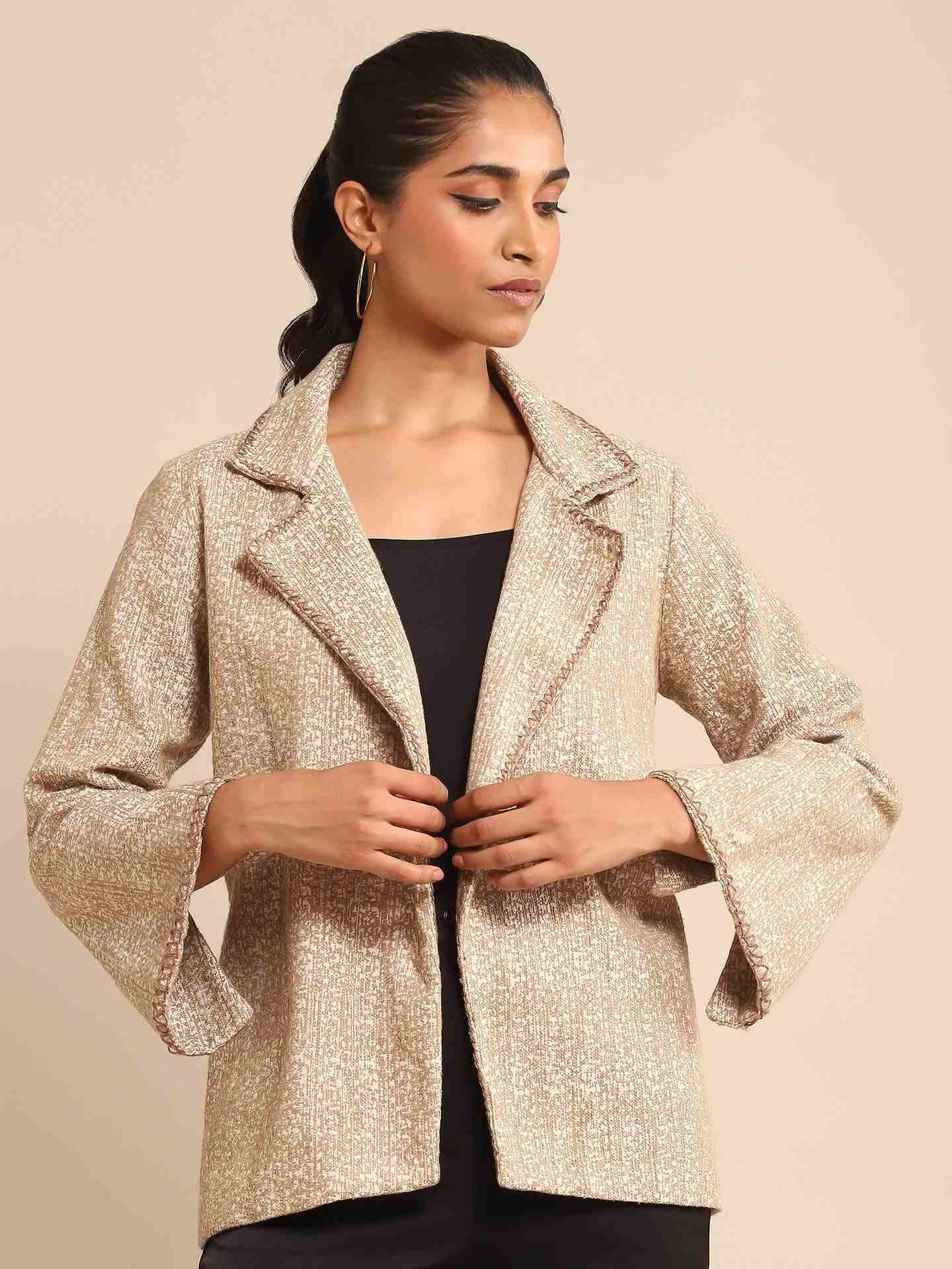 Beige Urban Elysian Cotton Structured Jacket