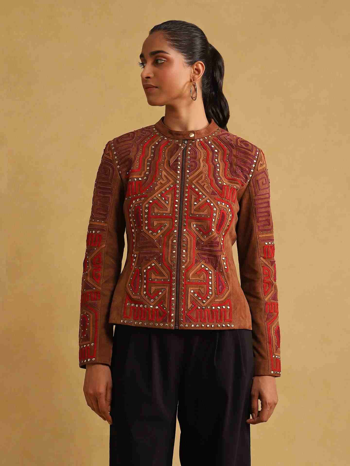 Tan Velvet Structured Jacket