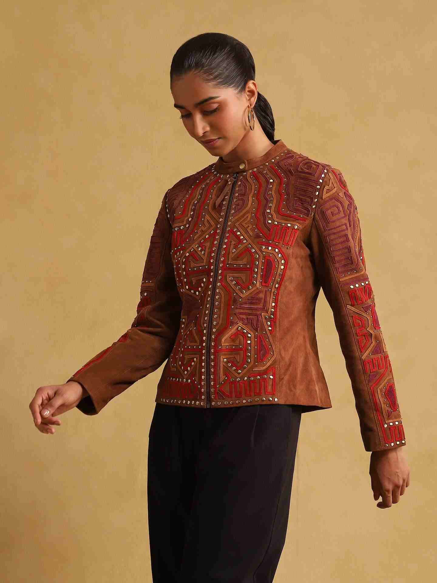 Tan Velvet Structured Jacket