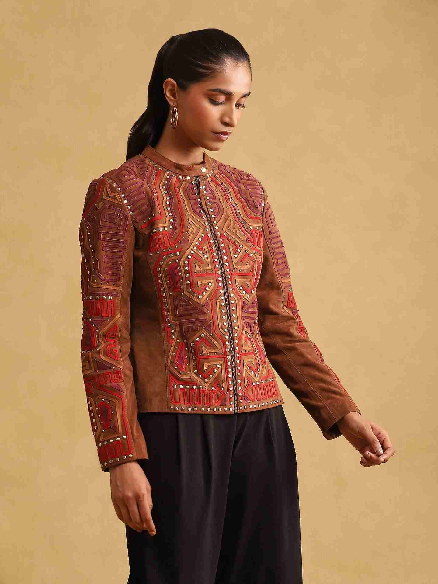 Tan Velvet Structured Jacket