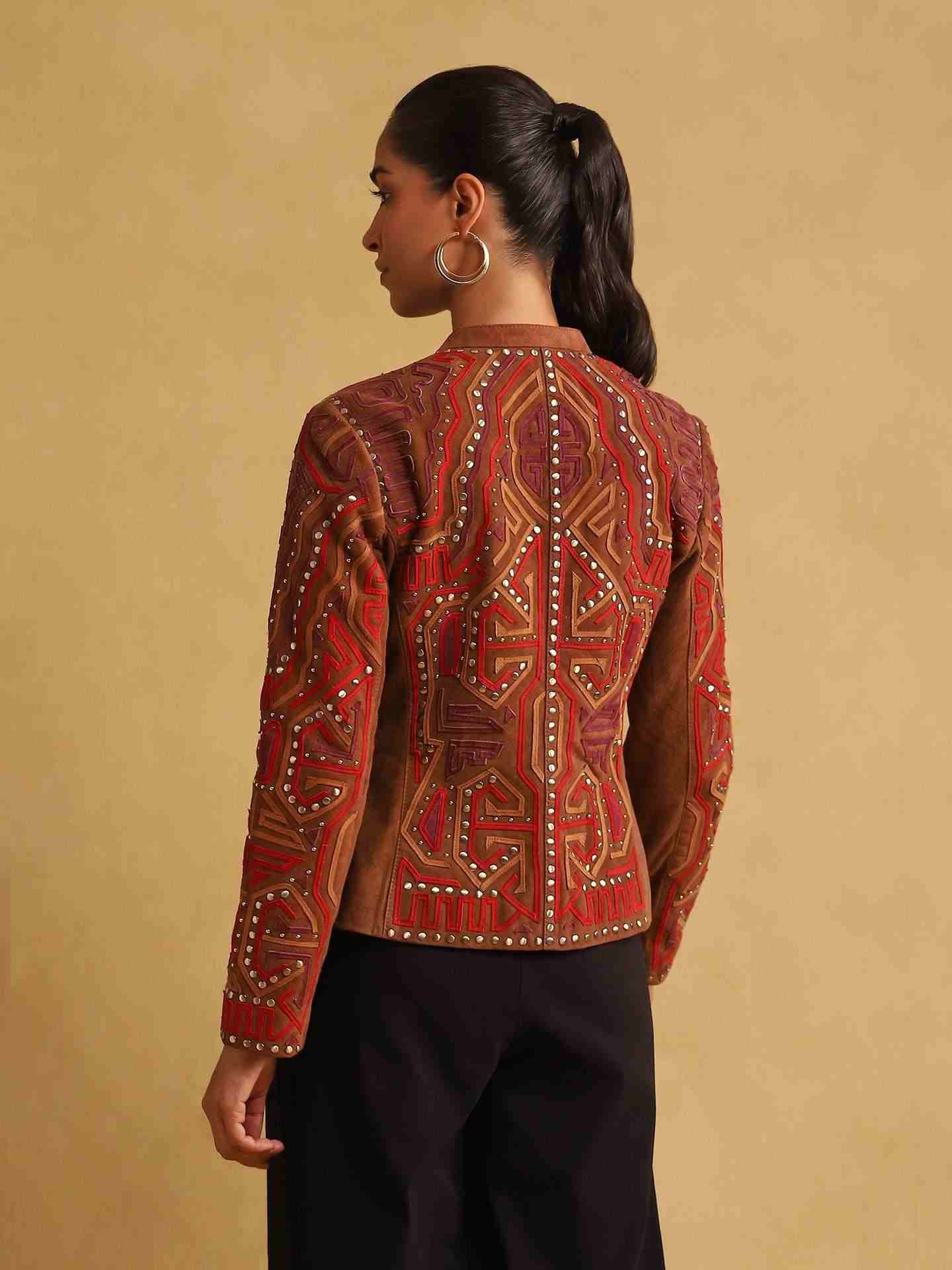 Tan Velvet Structured Jacket