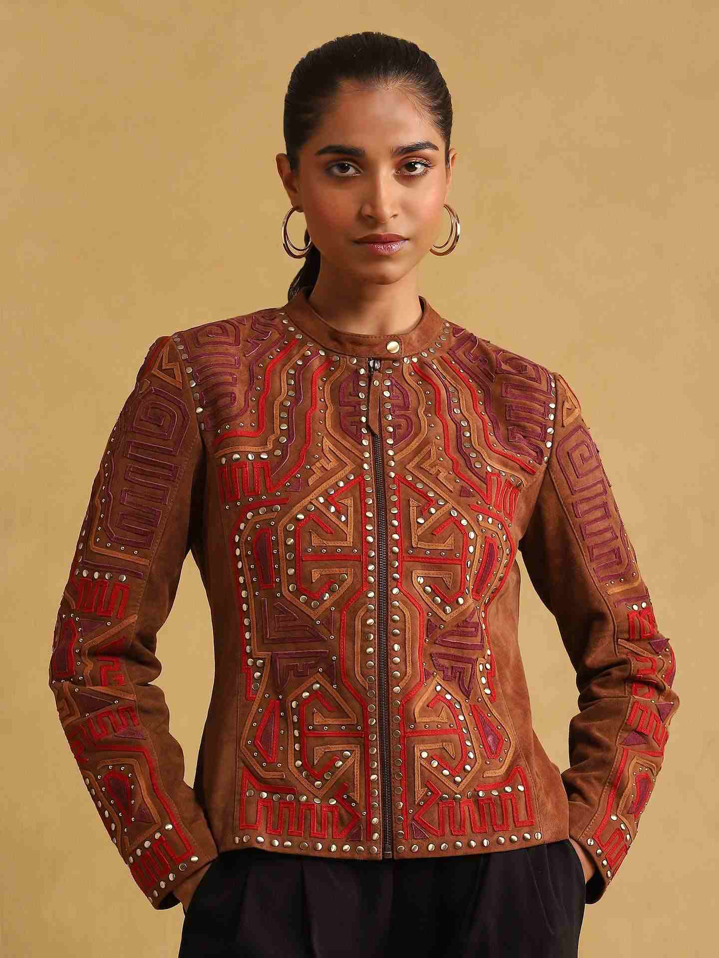 Tan Velvet Structured Jacket
