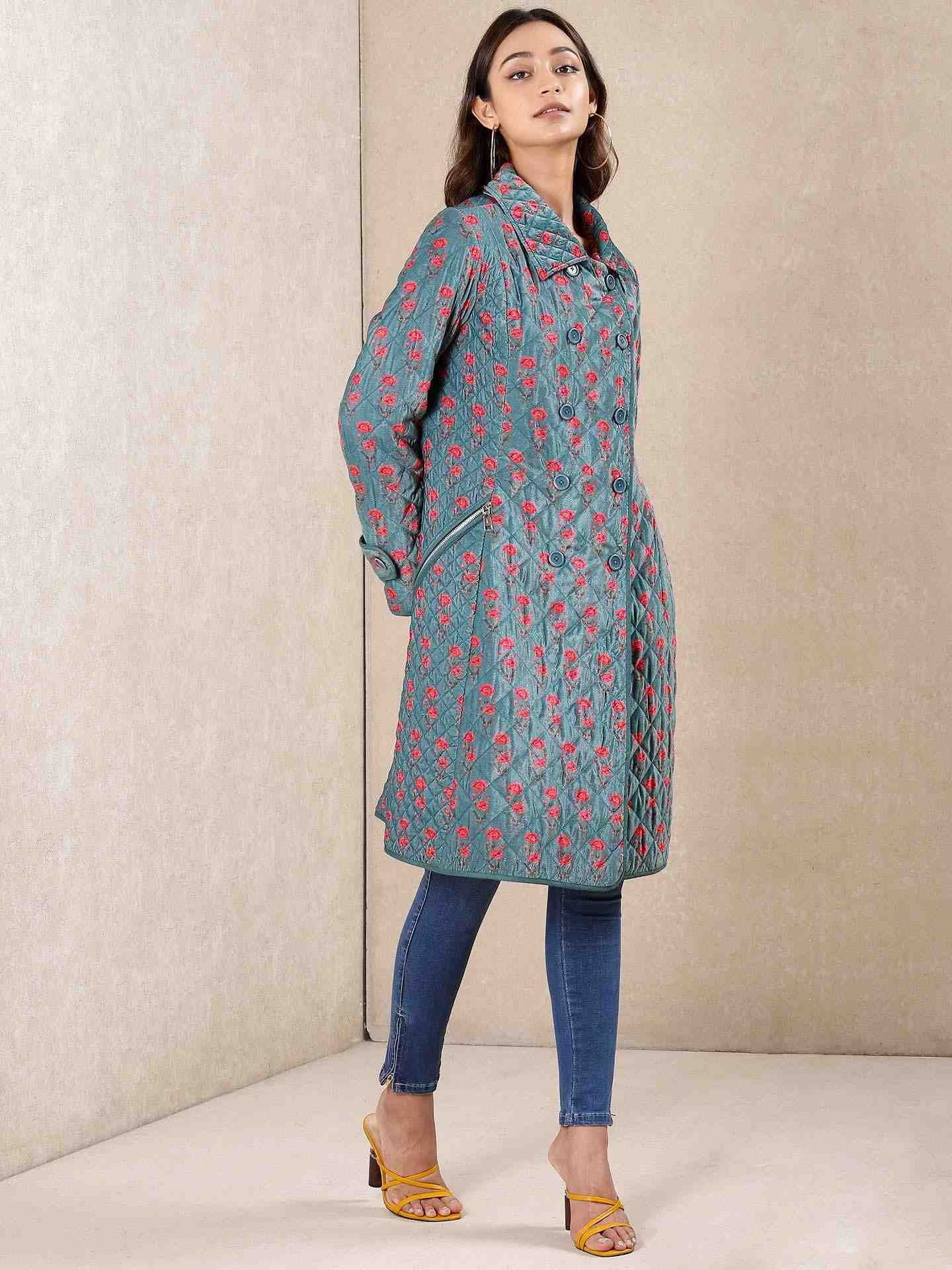 Teal Aneri Velvet Jacket