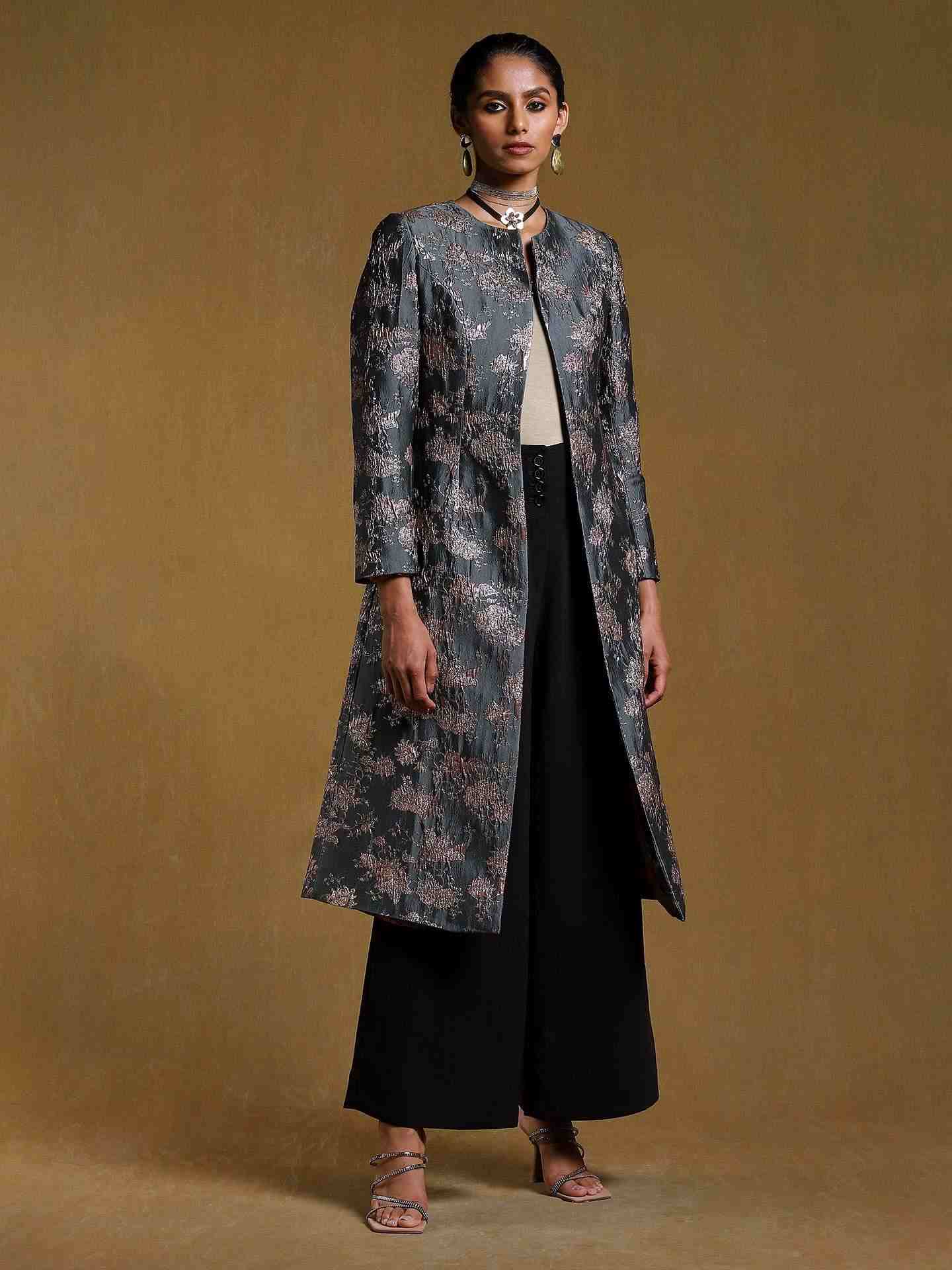 Green Antari Structured Long Jacket