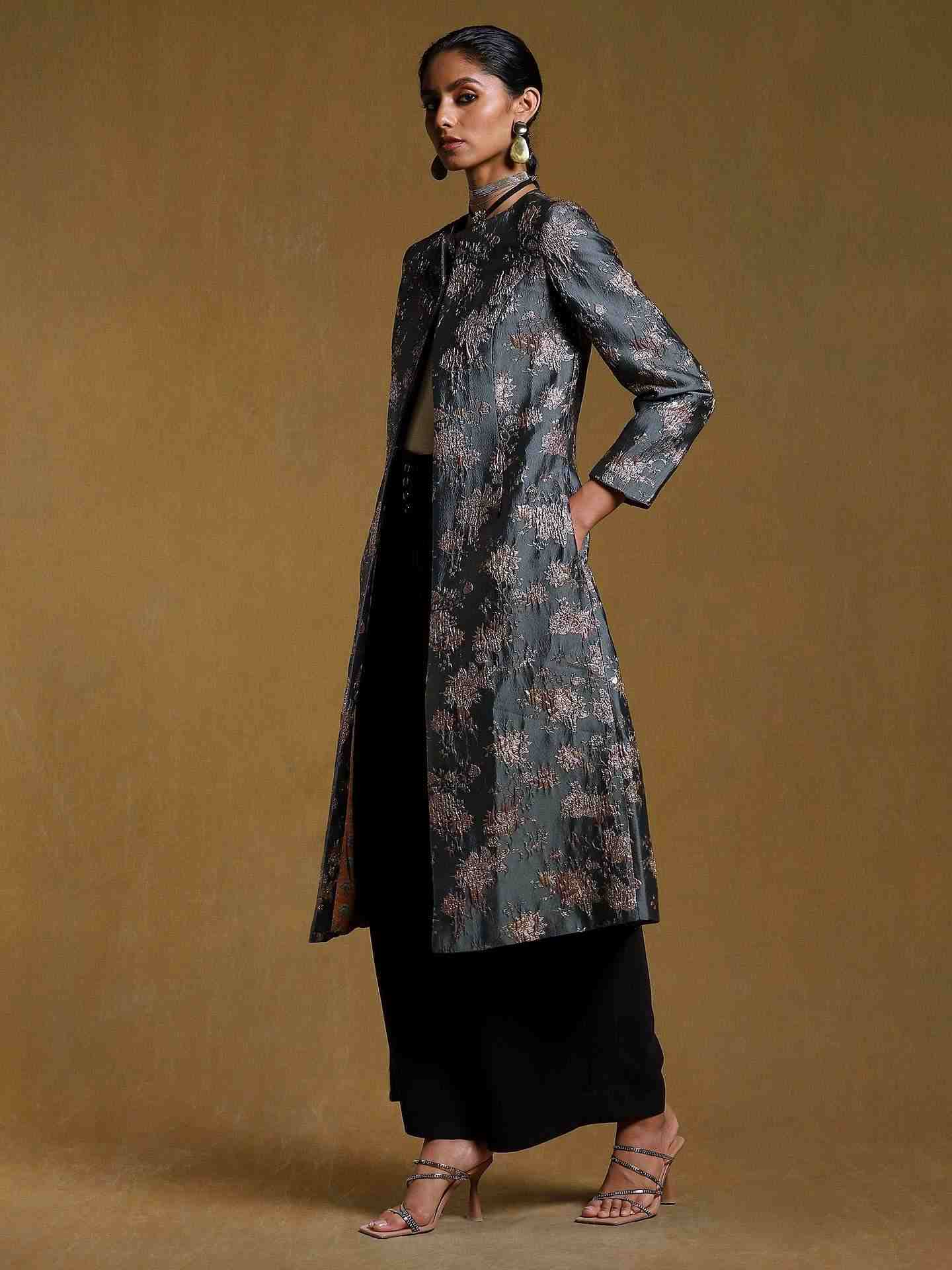 Green Antari Structured Long Jacket