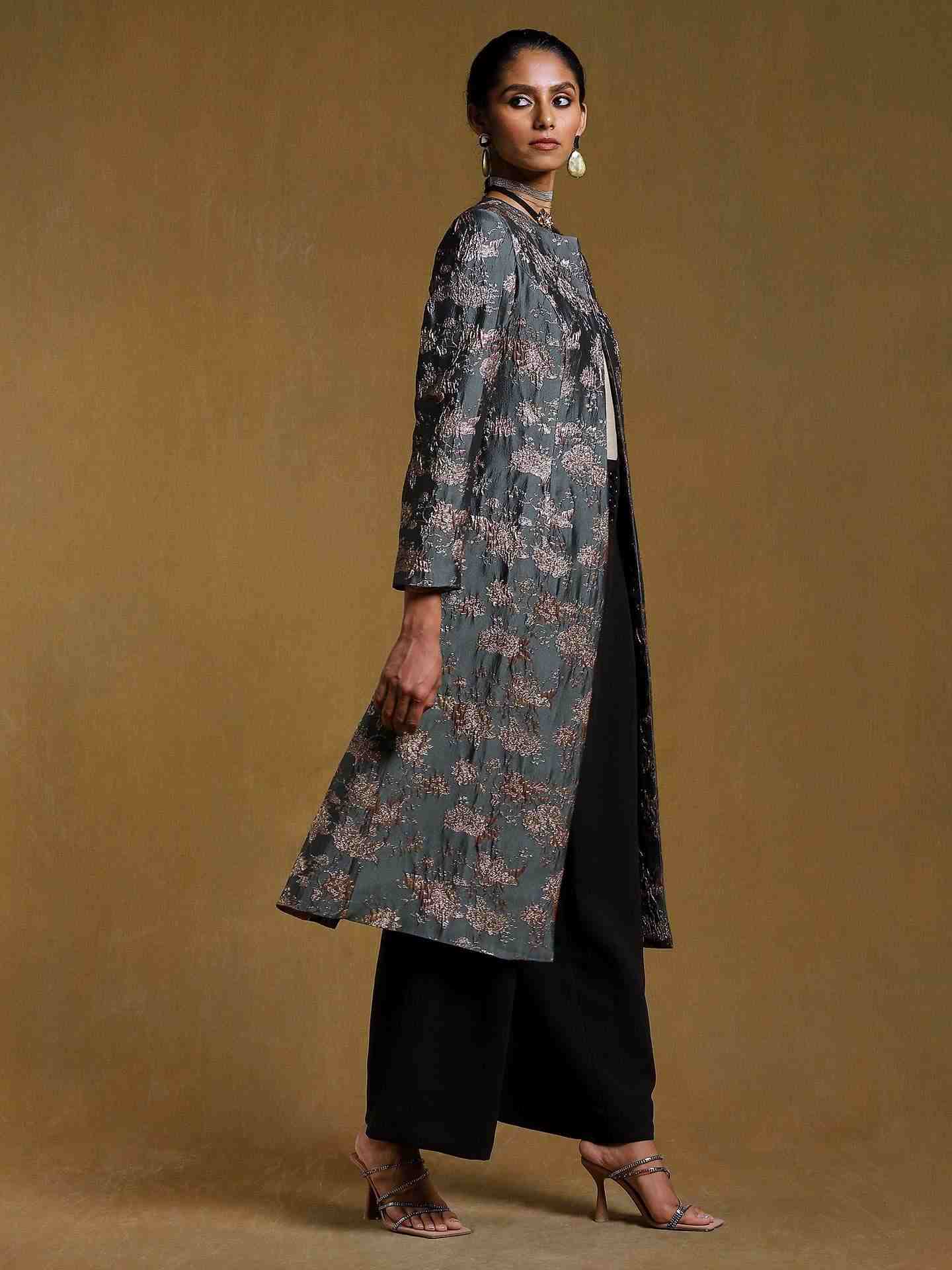 Green Antari Structured Long Jacket