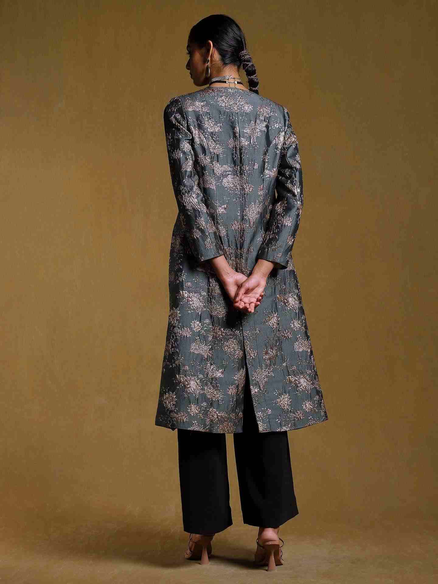 Green Antari Structured Long Jacket