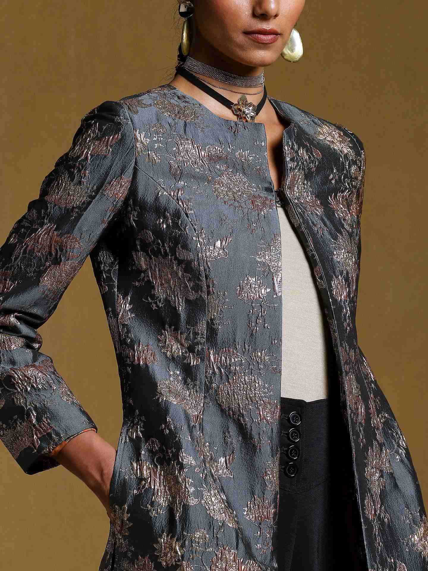 Green Antari Structured Long Jacket