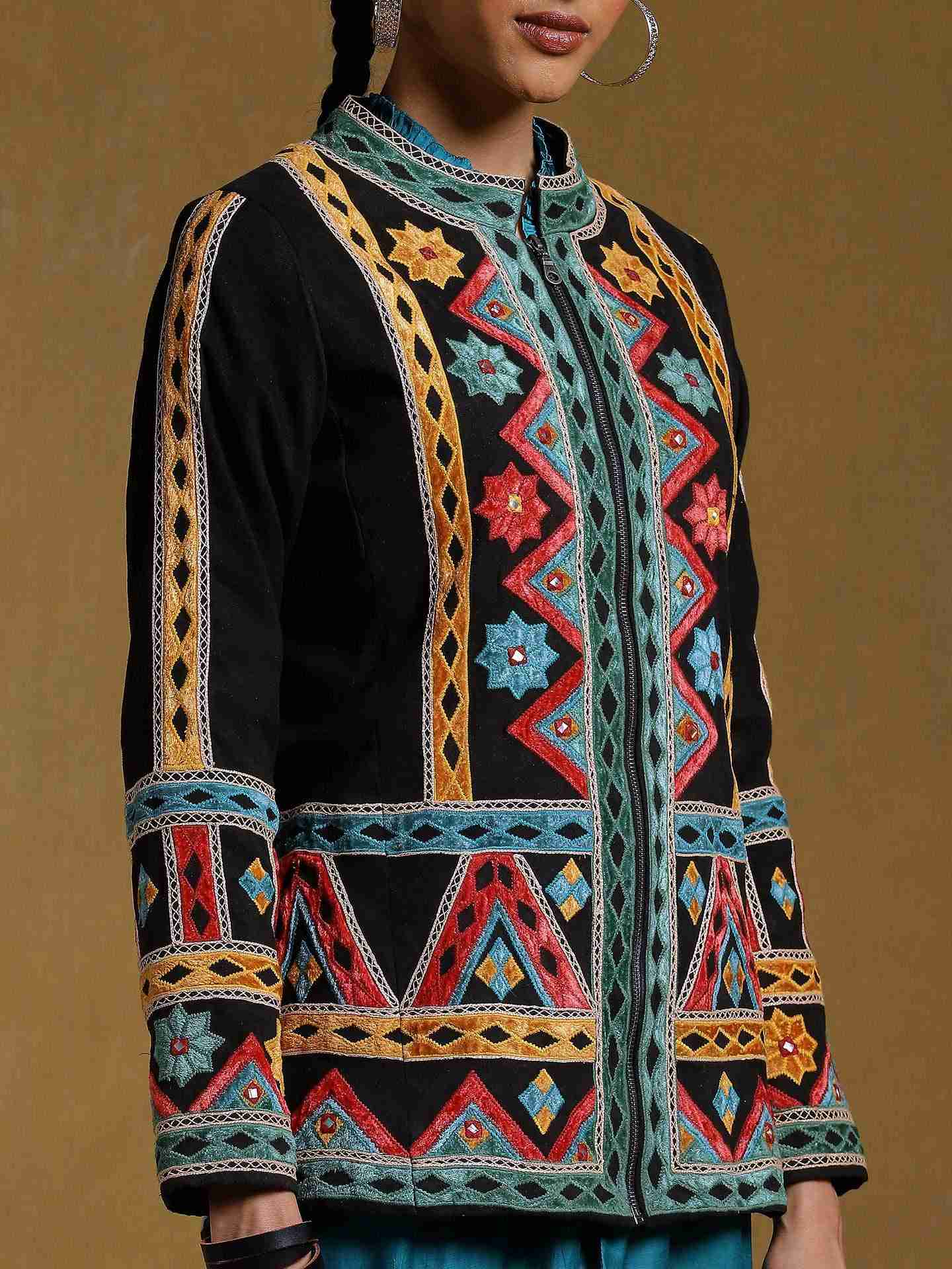 Black Shamiyana Suede Structured Jacket