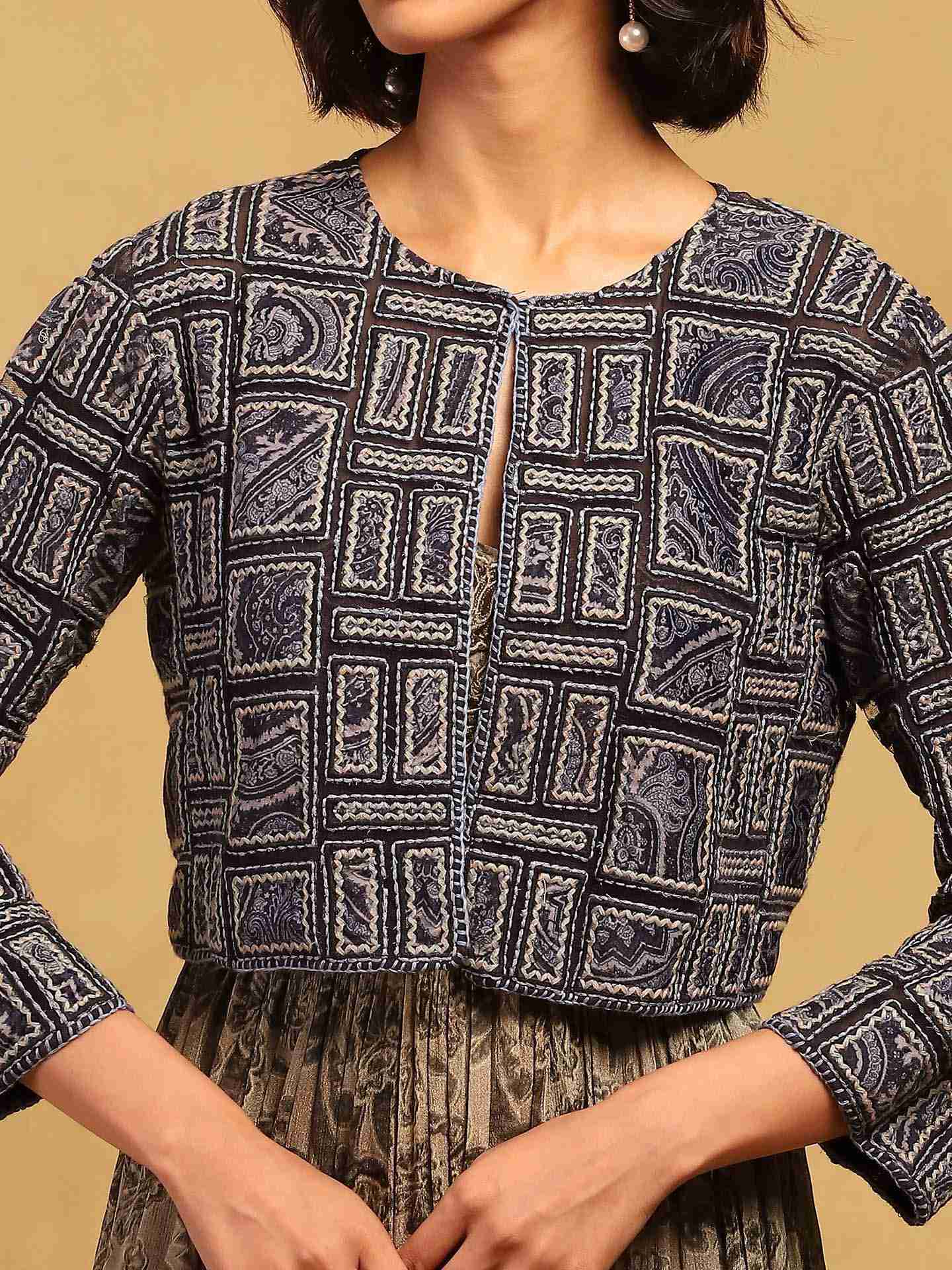 Blue Geo Applique Jacket