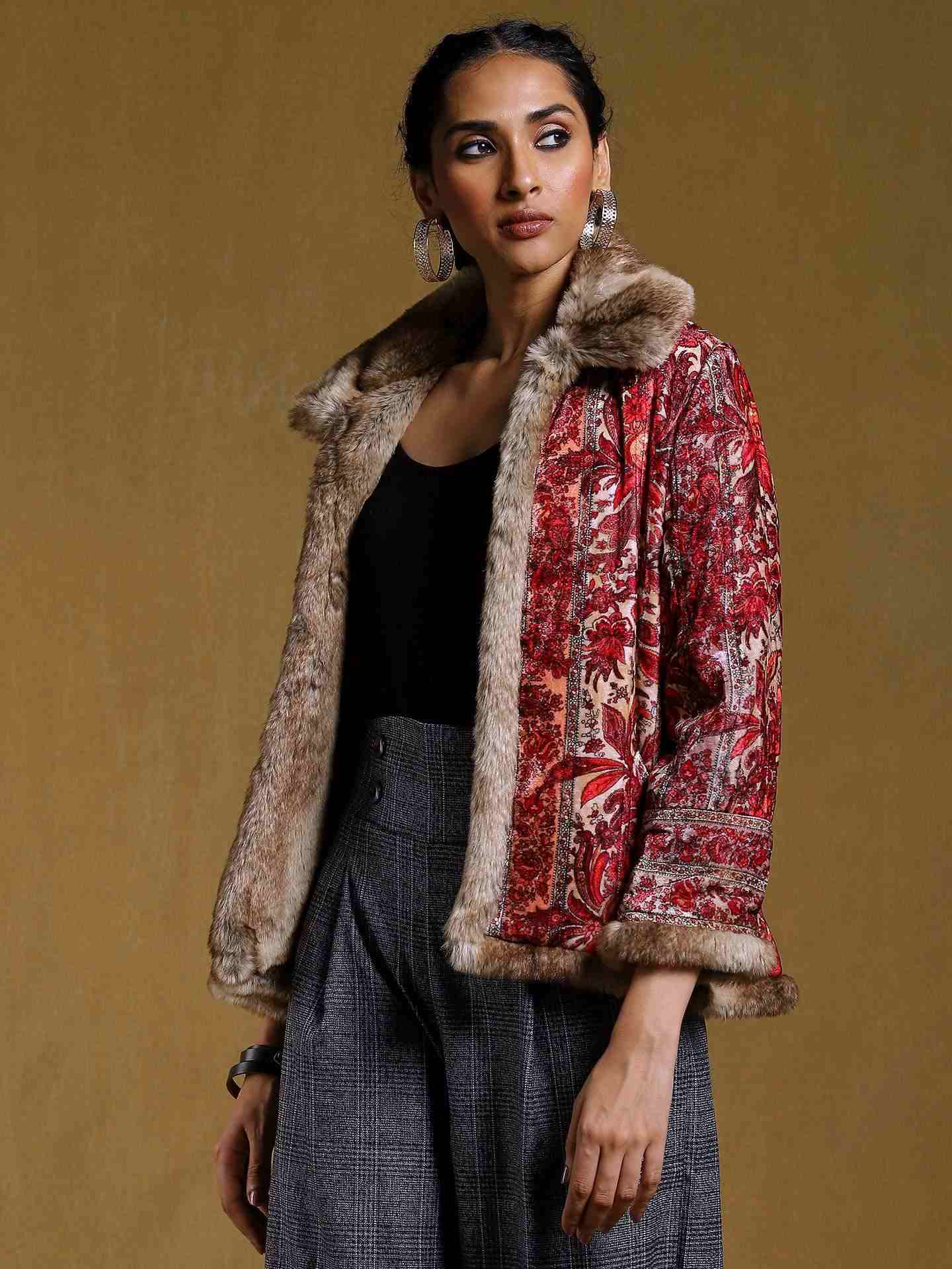 Pink Babushka Velvet Structured Jacket