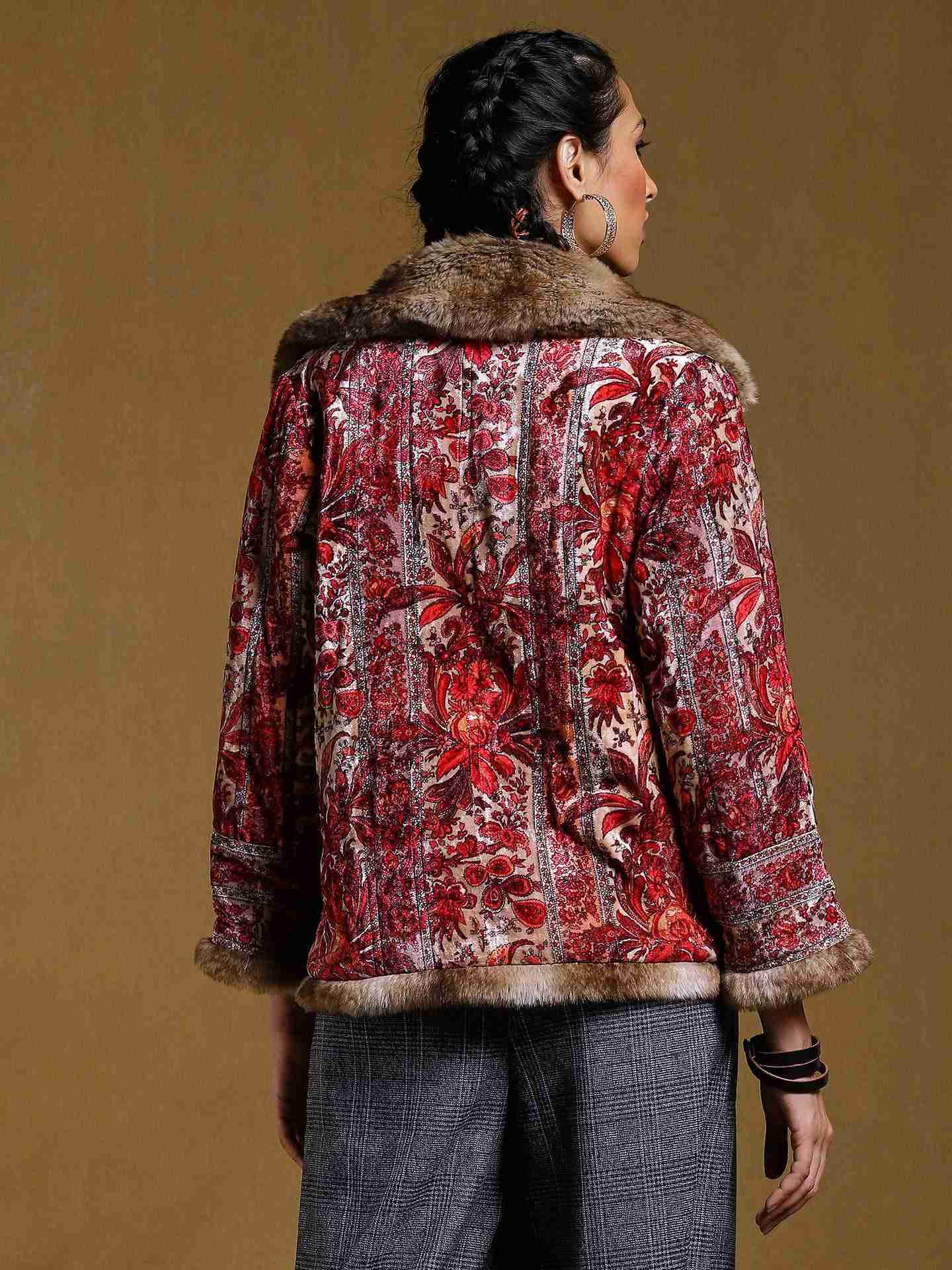 Pink Babushka Velvet Structured Jacket