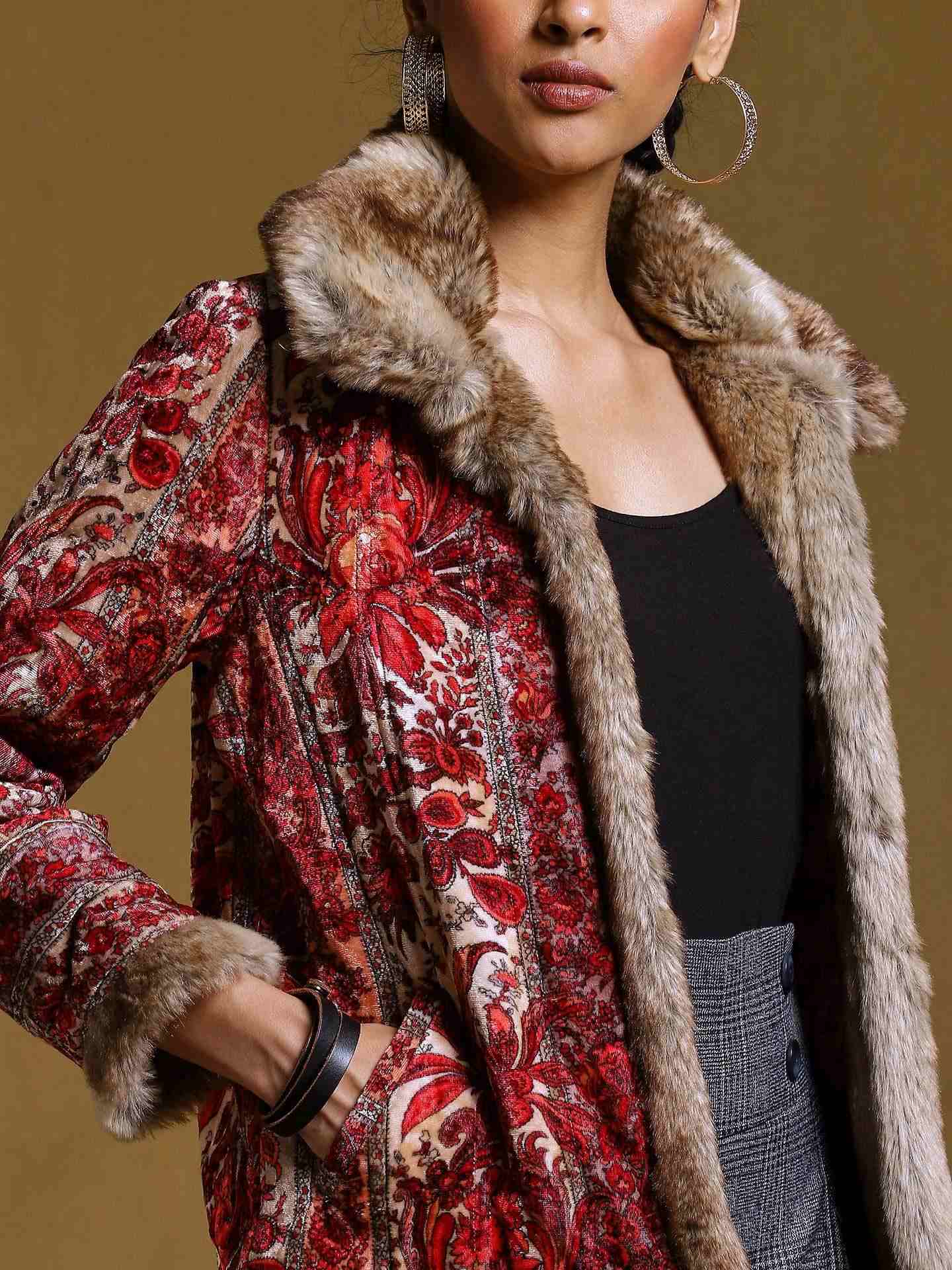 Pink Babushka Velvet Structured Jacket