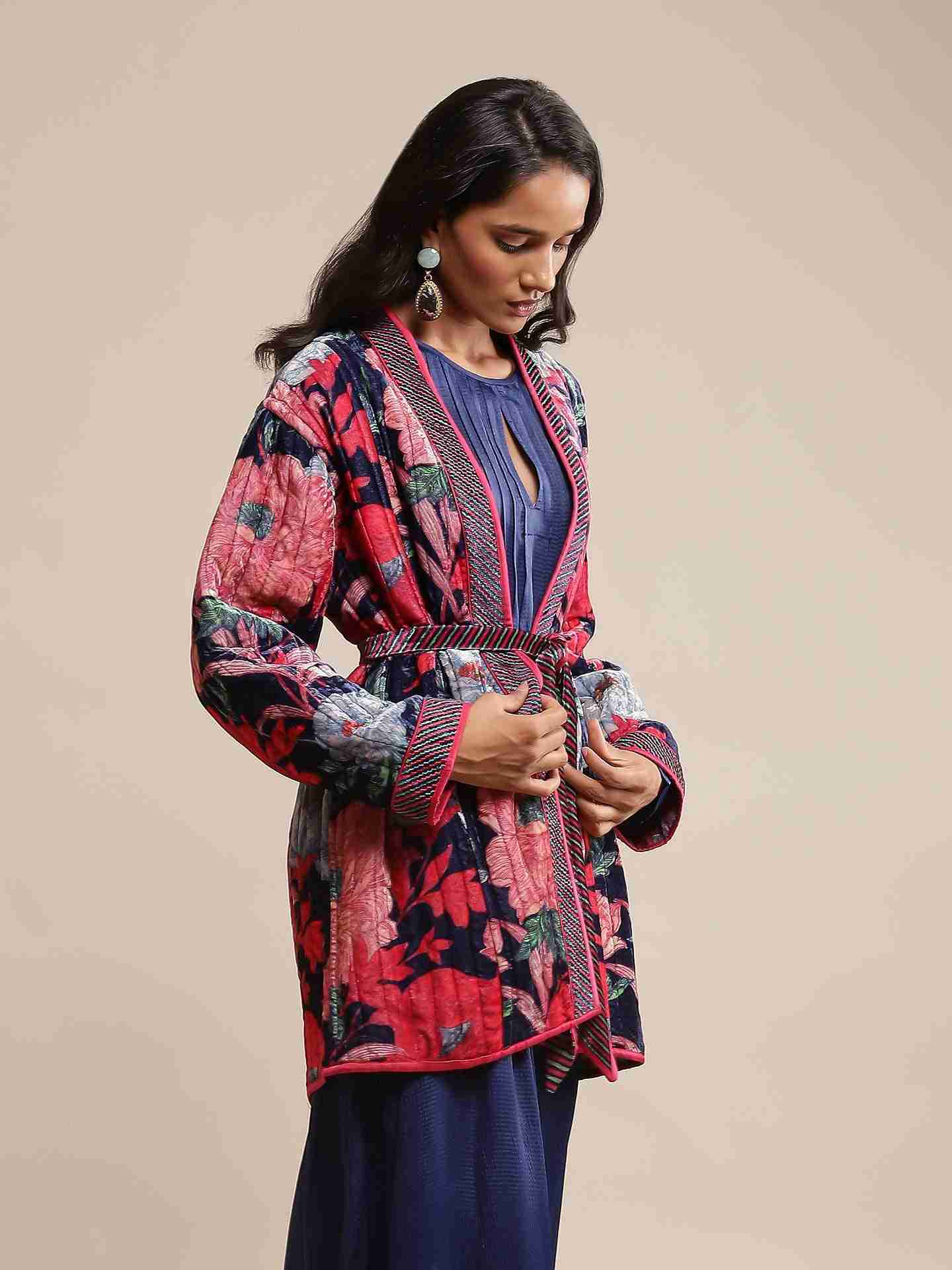 Blue Belladonna Velvet Structured Jacket