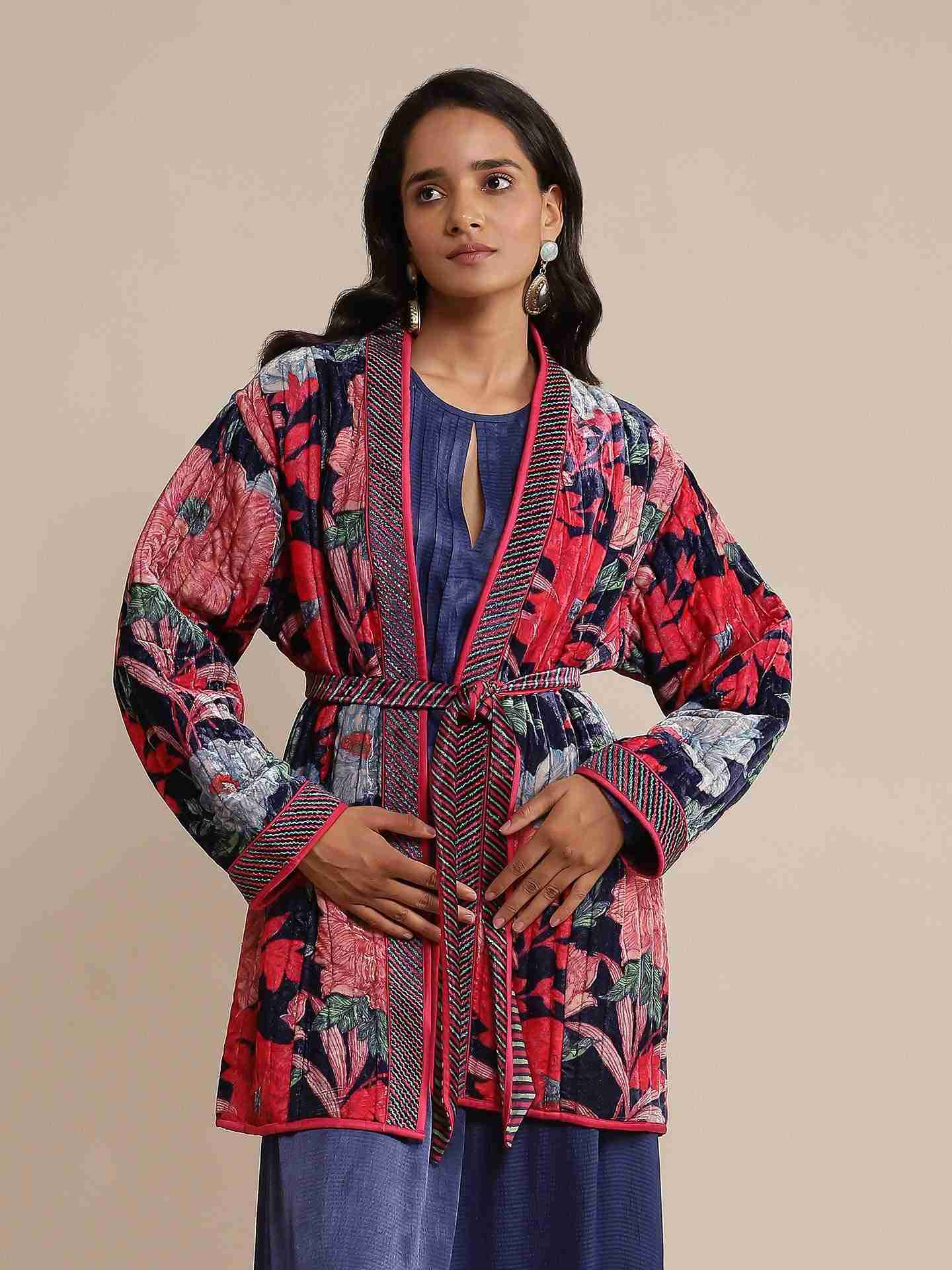 Blue Belladonna Velvet Structured Jacket