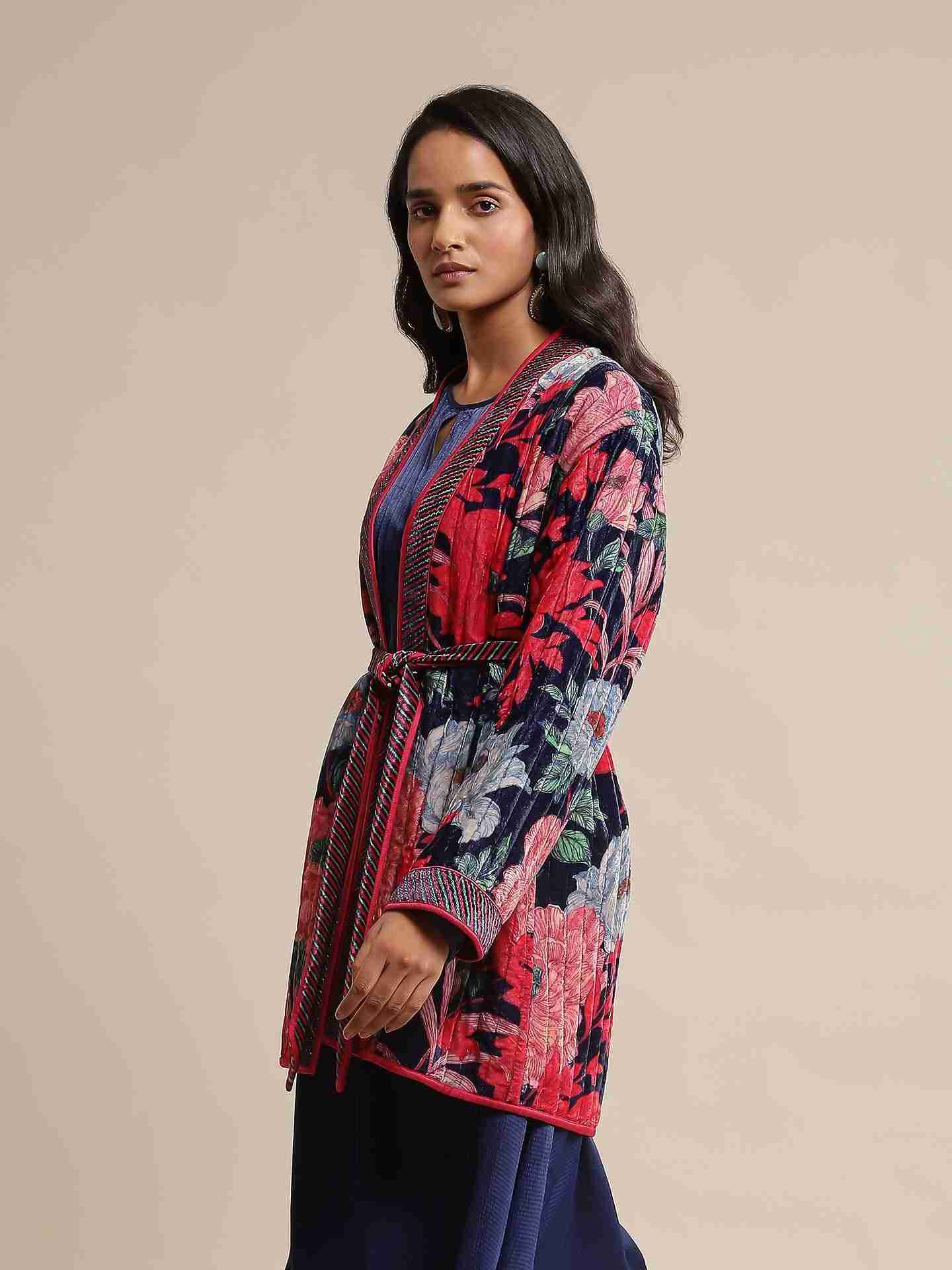 Blue Belladonna Velvet Structured Jacket