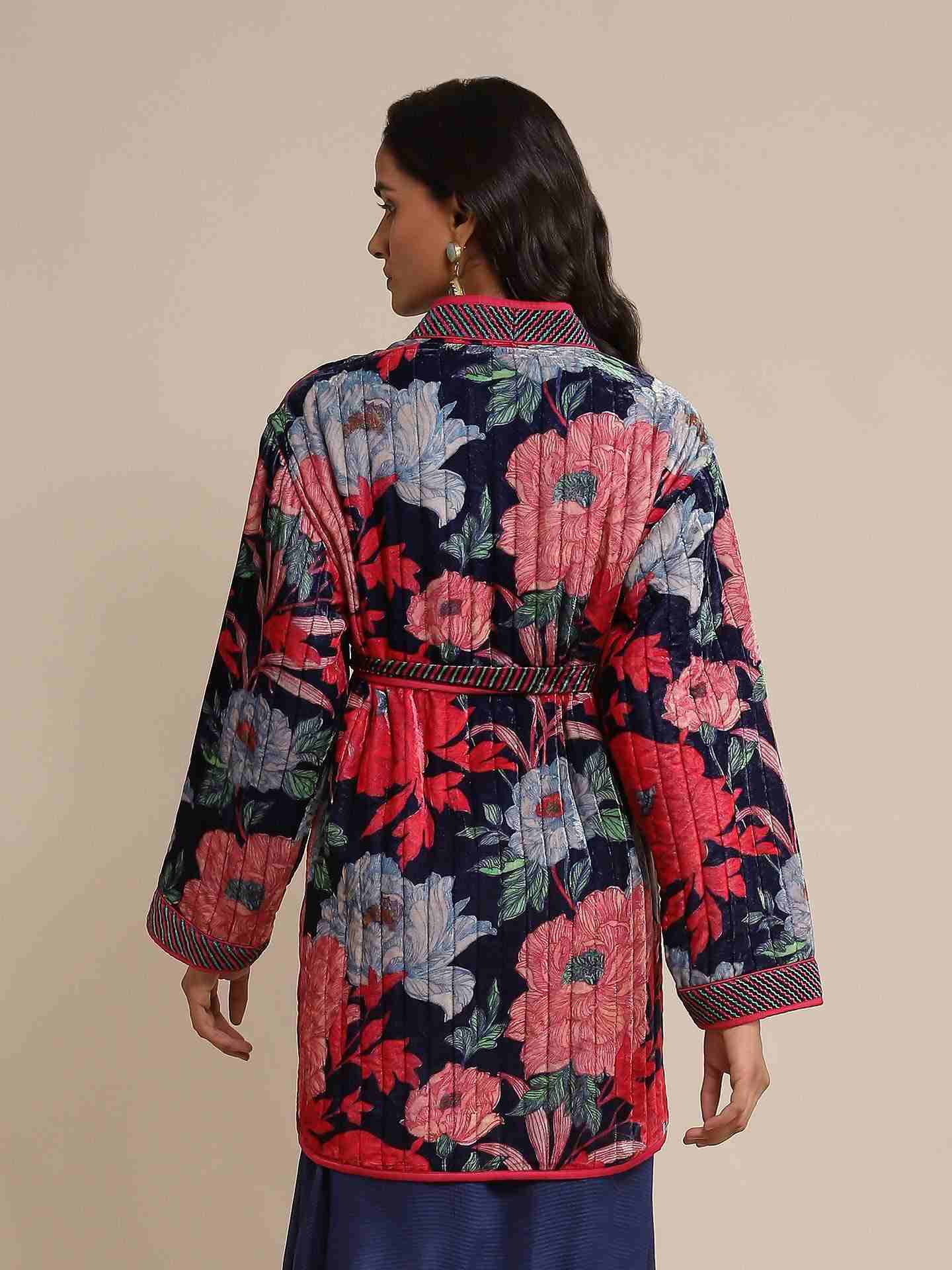 Blue Belladonna Velvet Structured Jacket