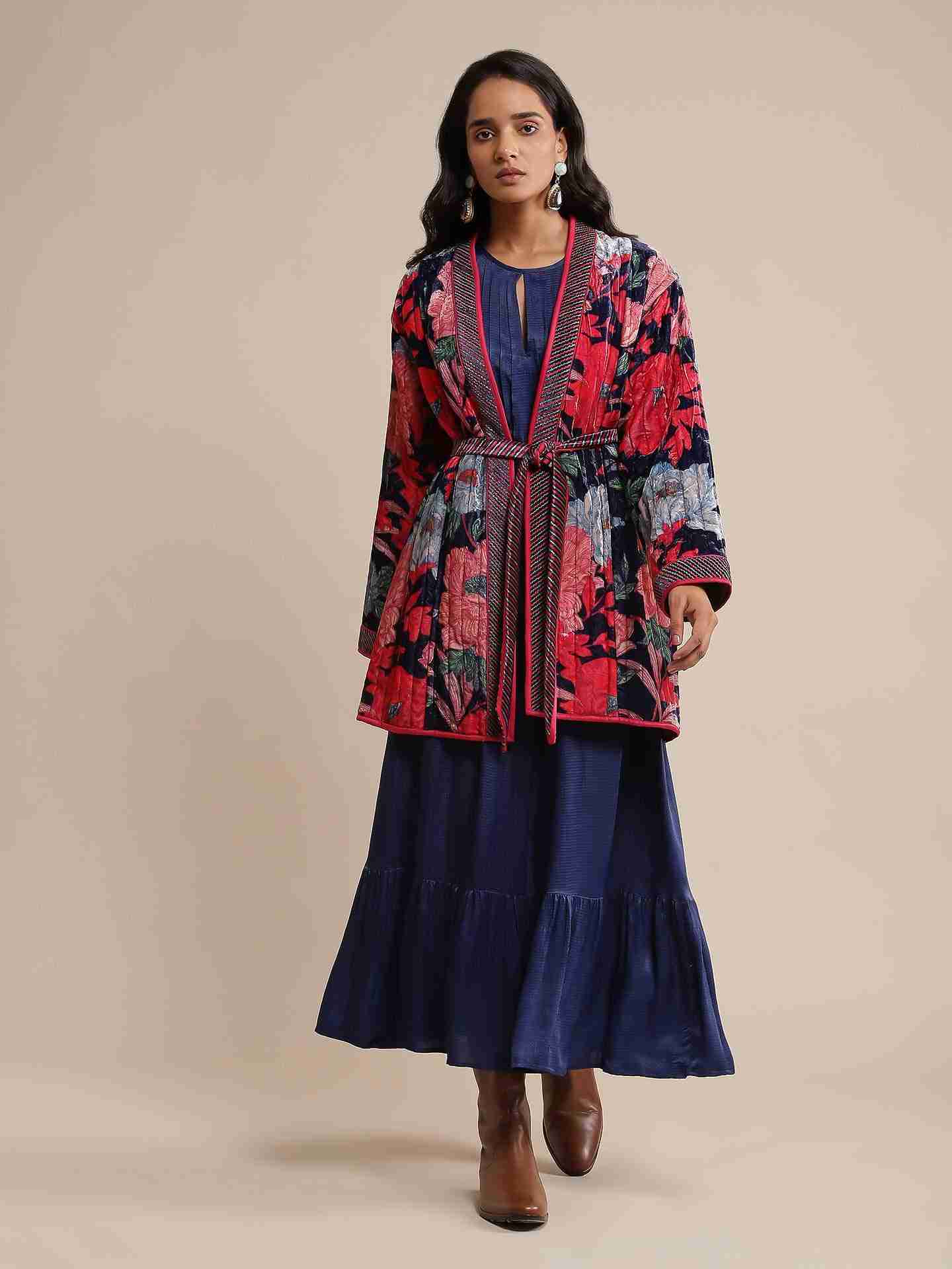 Blue Belladonna Velvet Structured Jacket