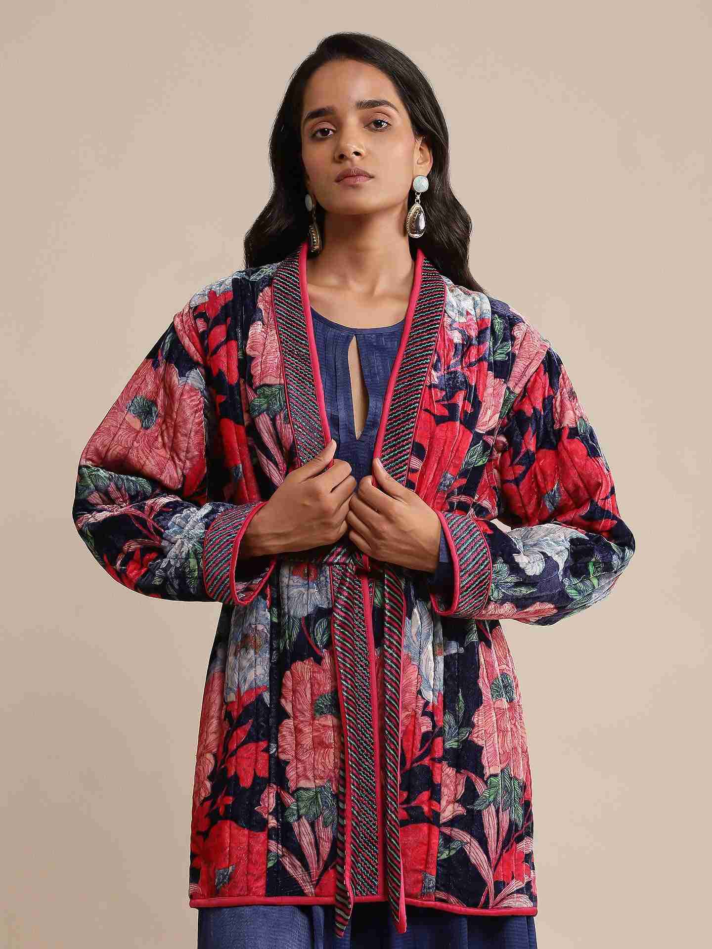 Blue Belladonna Velvet Structured Jacket