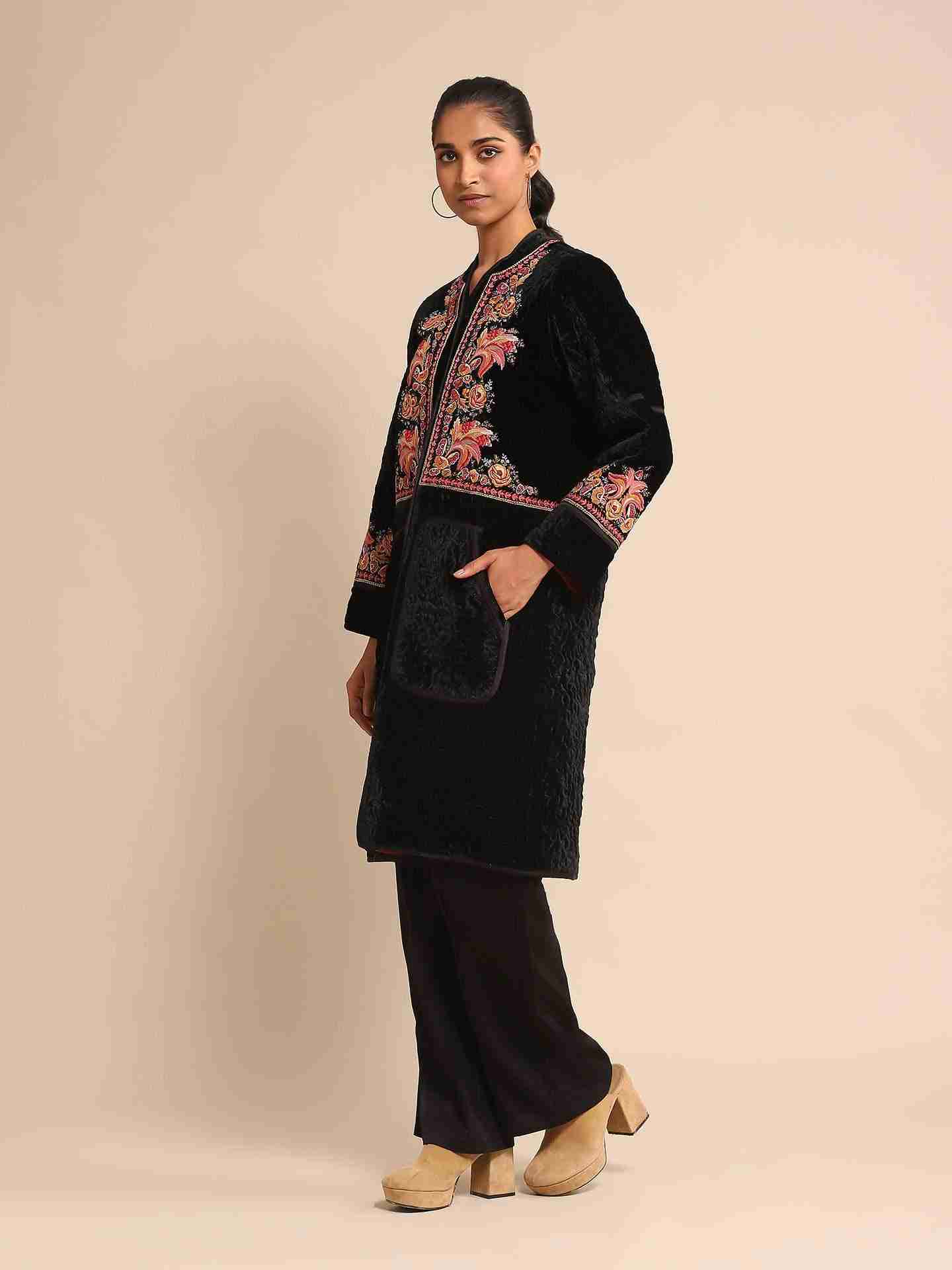 Black Bunsu Velvet Structured Jacket