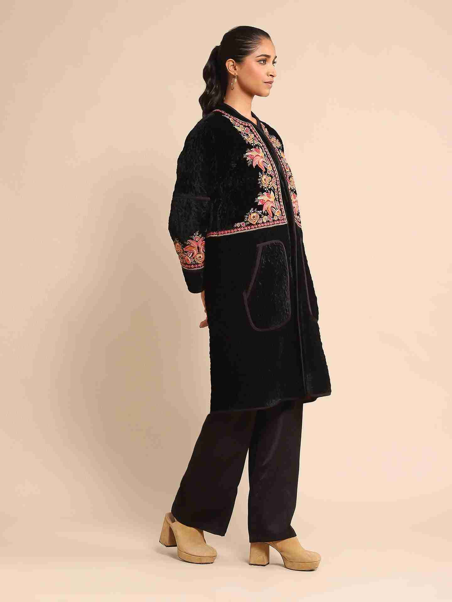 Black Bunsu Velvet Structured Jacket