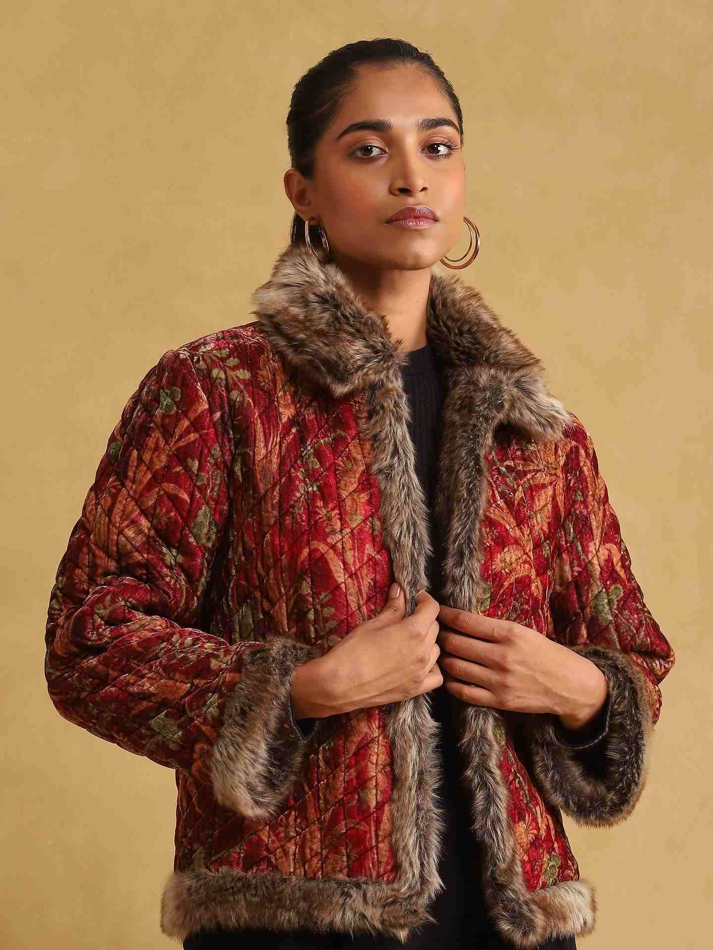 Wine Velvet Structured Jacket