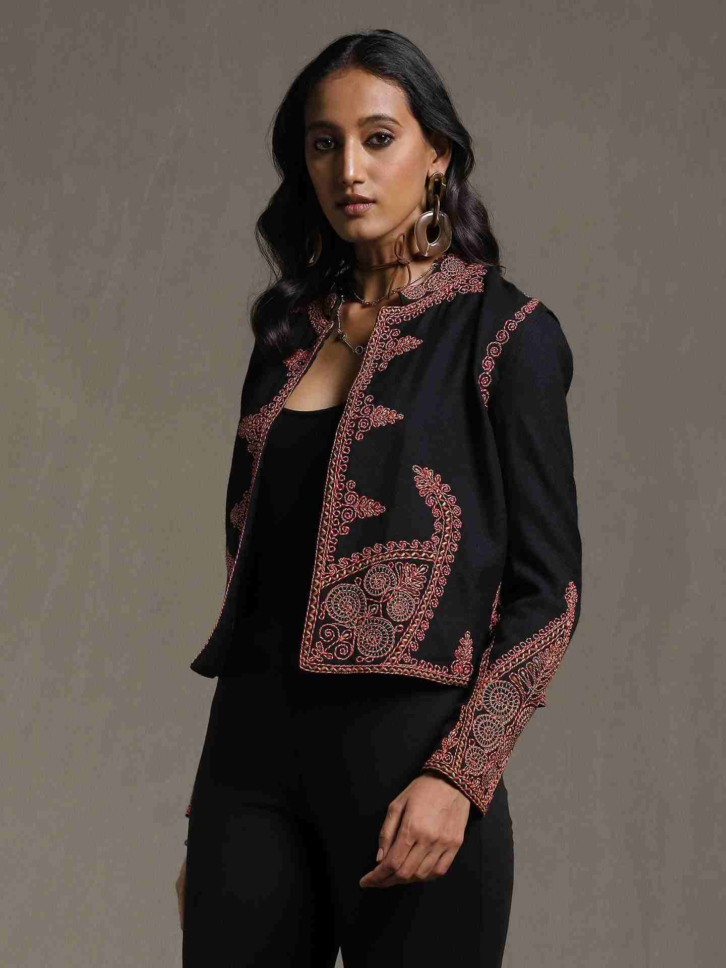 Black Romani Wool Structured Jacket