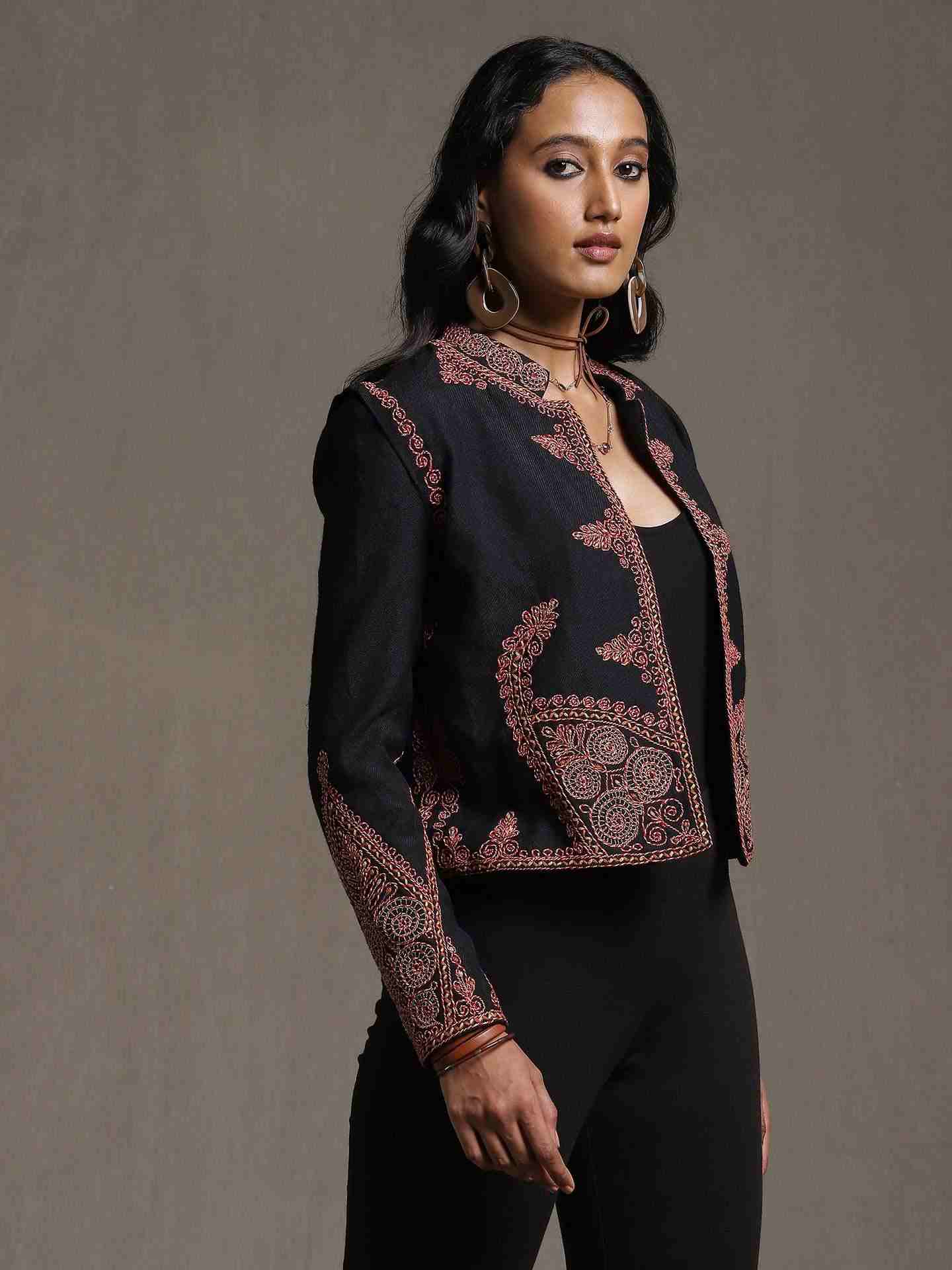 Black Romani Wool Structured Jacket