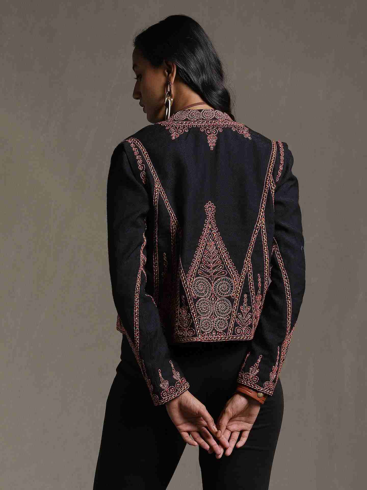 Black Romani Wool Structured Jacket