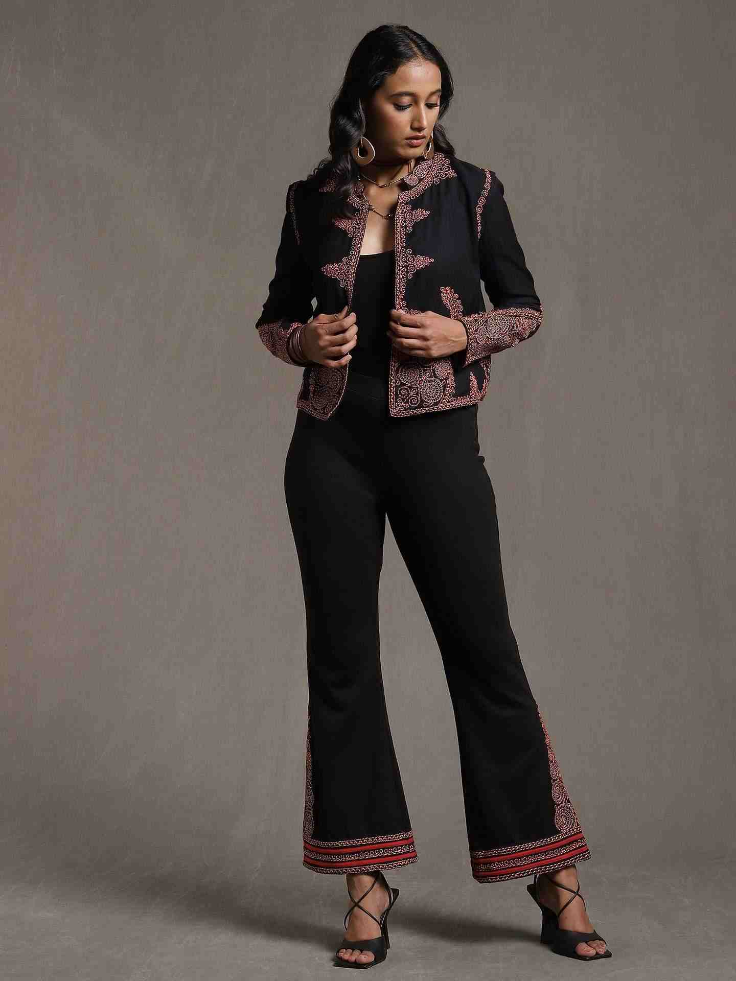 Black Romani Wool Structured Jacket