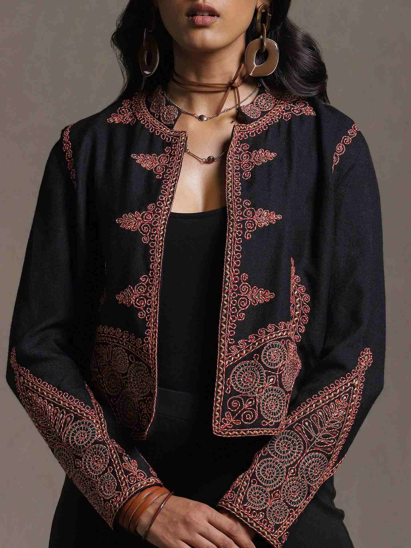 Black Romani Wool Structured Jacket
